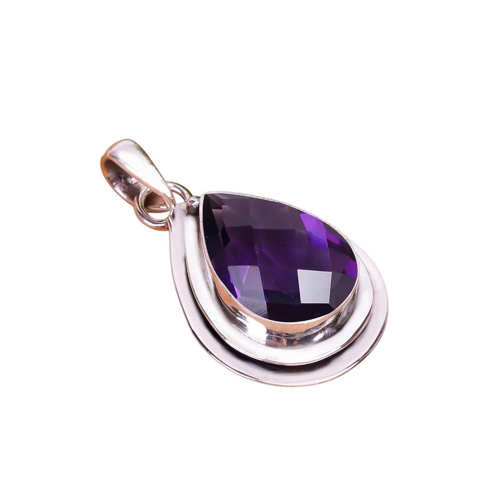 Purple Amethyst - Simulated 925 Sterling Silver Pendant