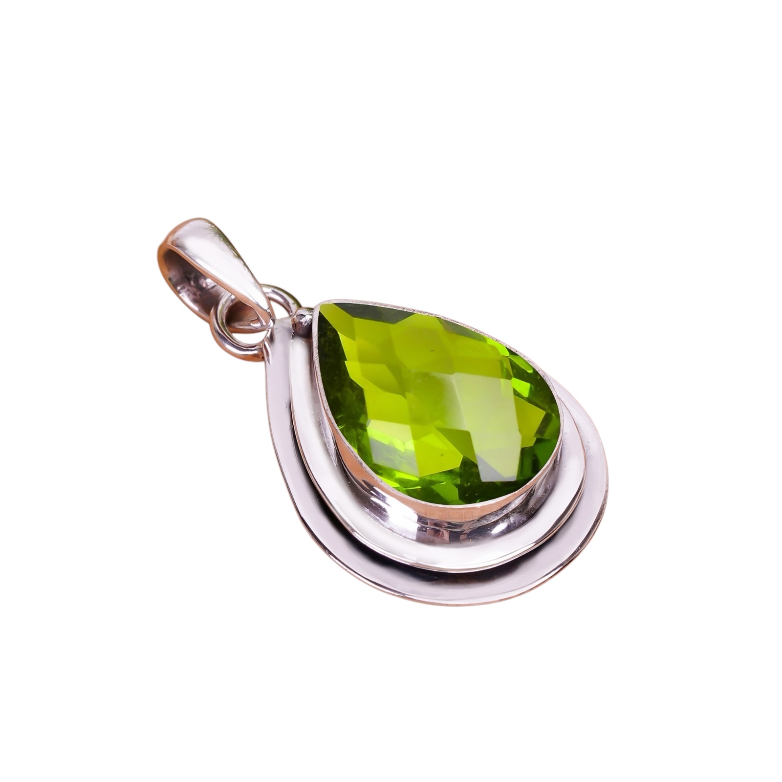 Peridot - Simulated 925 Solid Sterling Silver Pendant