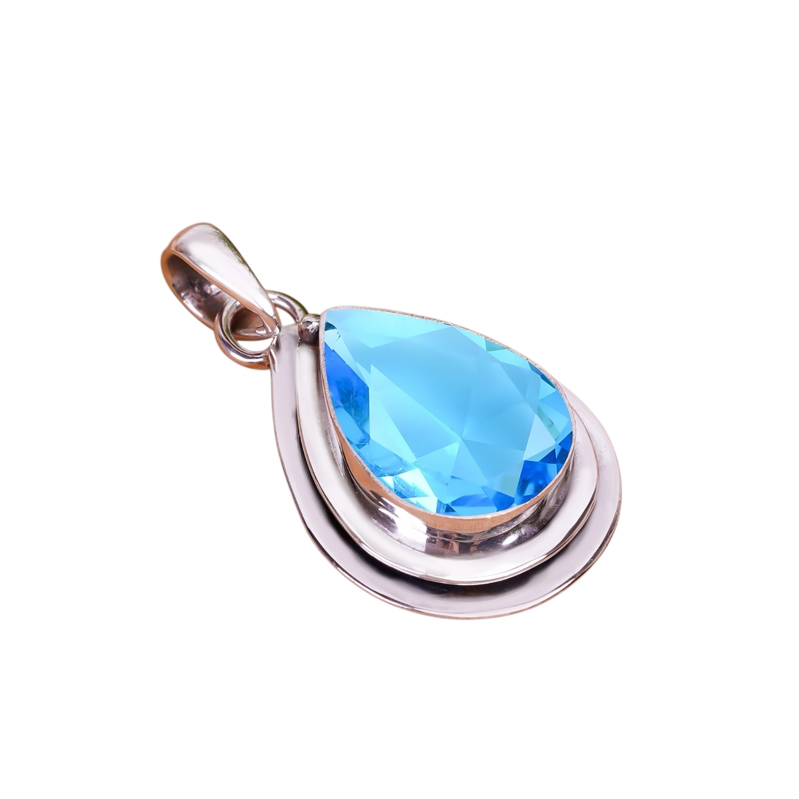 Paraiba Tourmaline - Simulated 925 Solid Sterling Silver Pendant