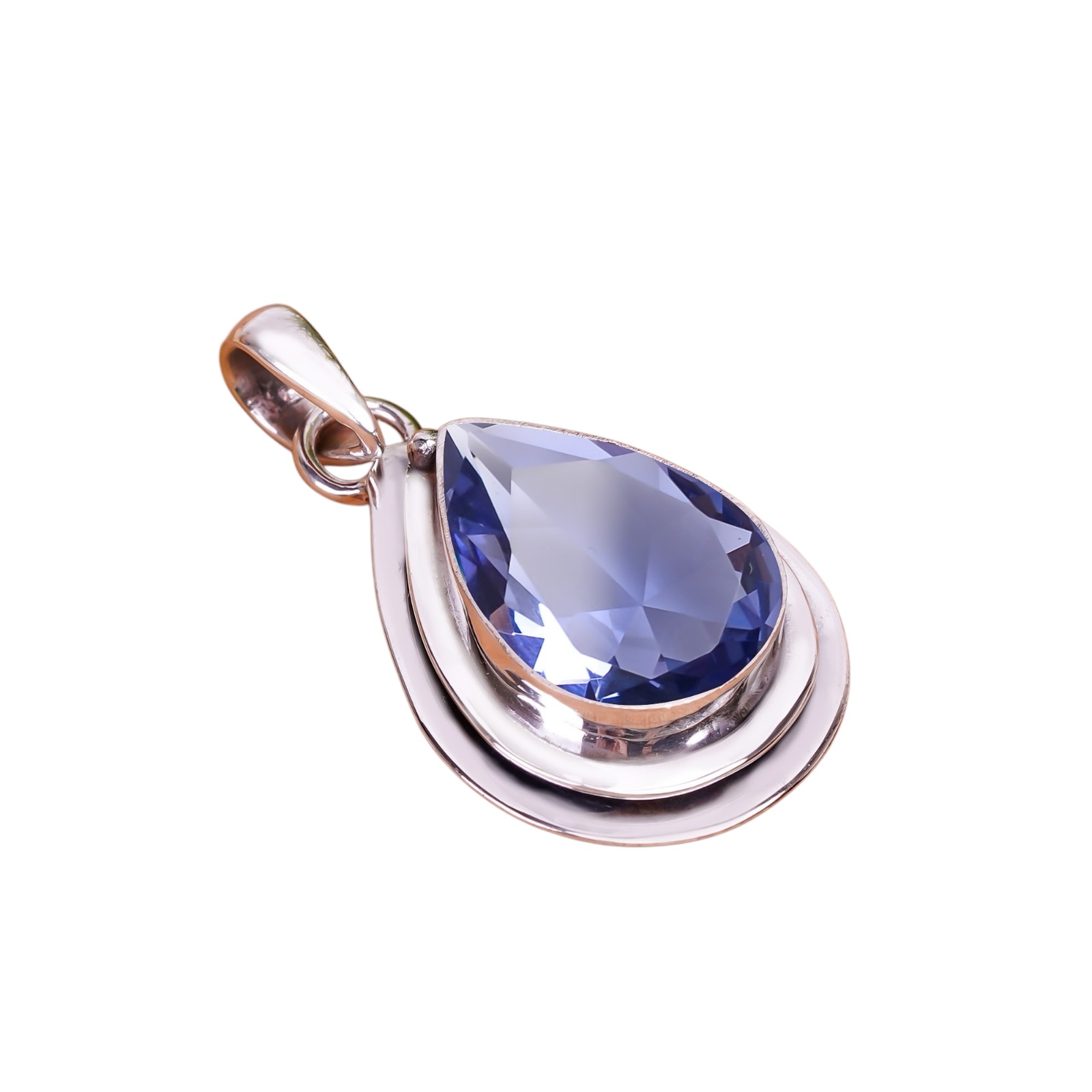 Iolite - Simulated 925 Solid Sterling Silver Pendant