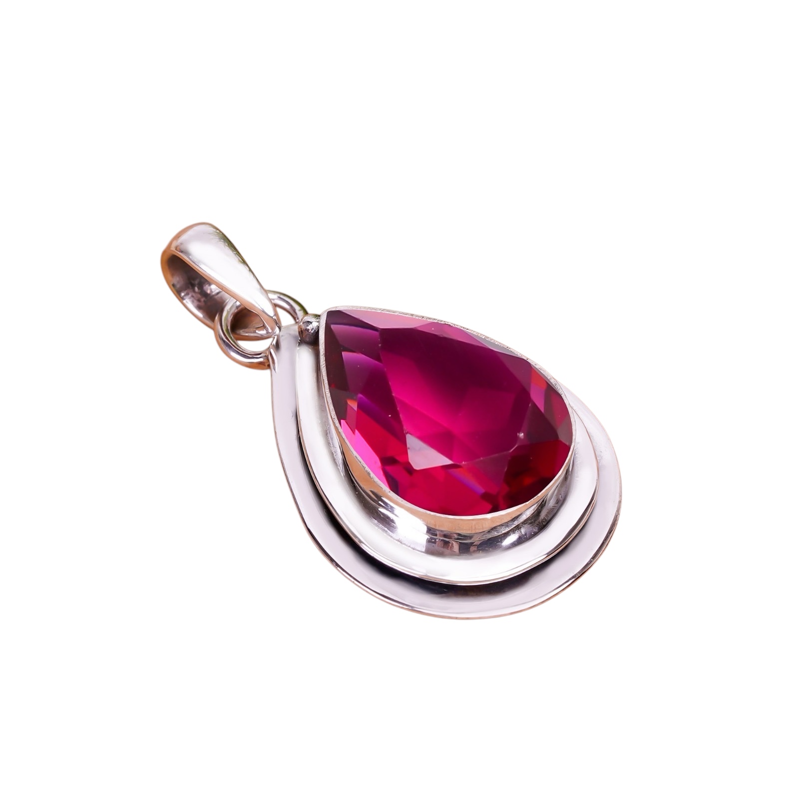 Ruby - Simulated 925 Solid Sterling Silver Pendant