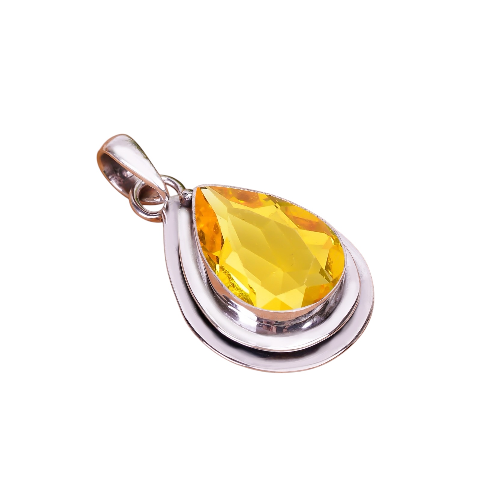 Yellow Sapphire - Simulated 925 Solid Sterling Silver Pendant