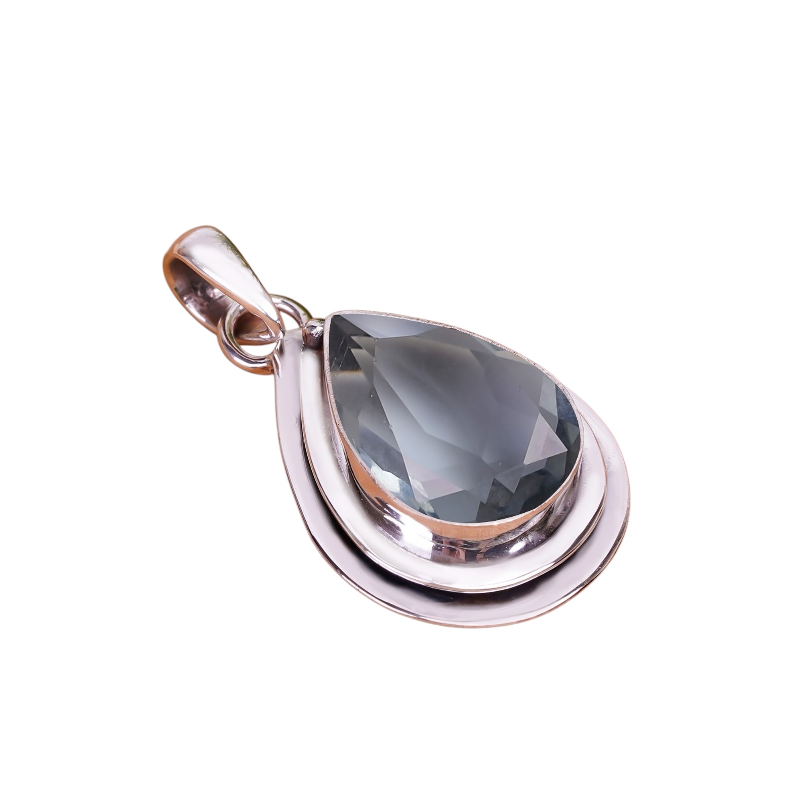 Black Tourmaline - Simulated 925 Solid Sterling Silver Pendant