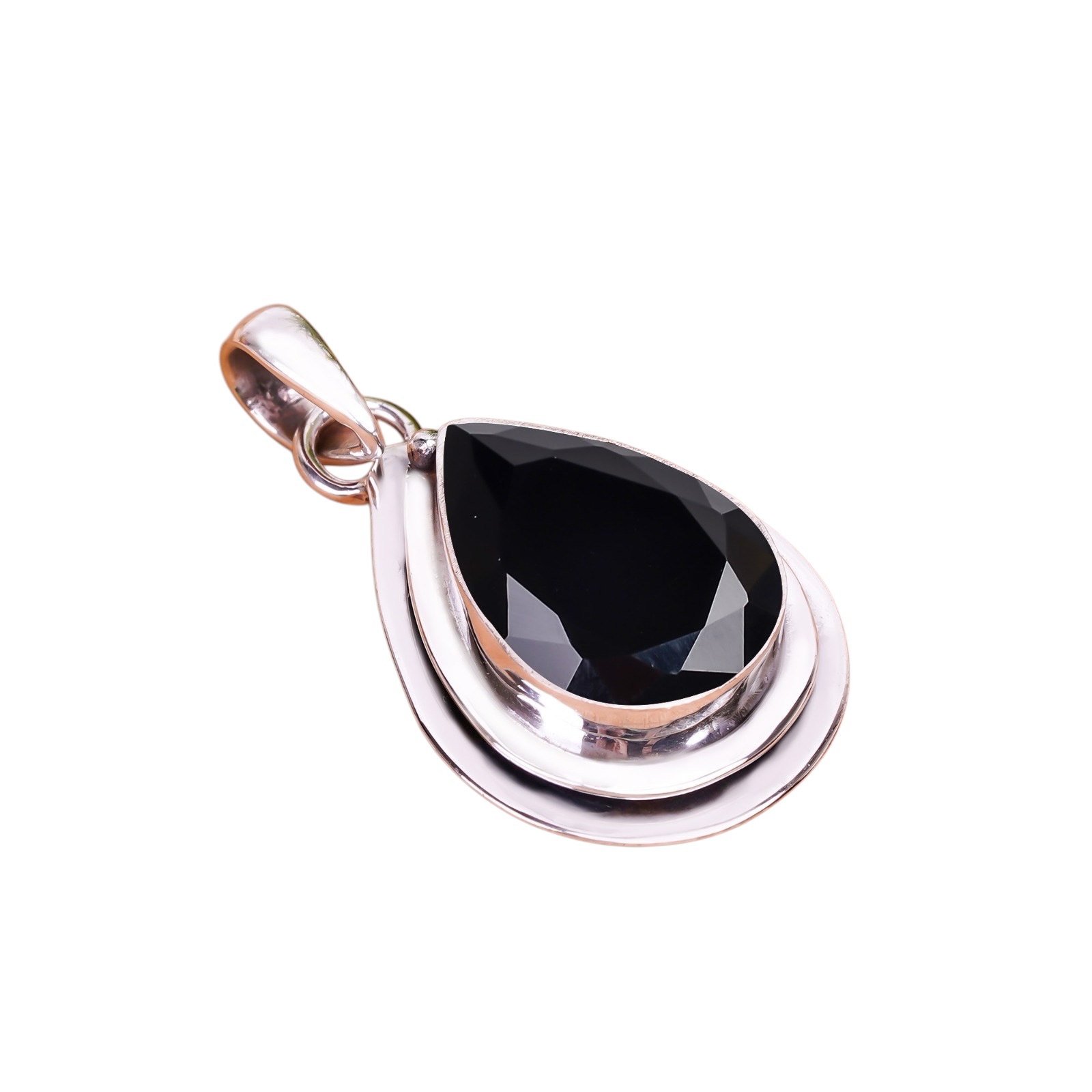 Black Onyx - Simulated 925 Solid Sterling Silver Pendant