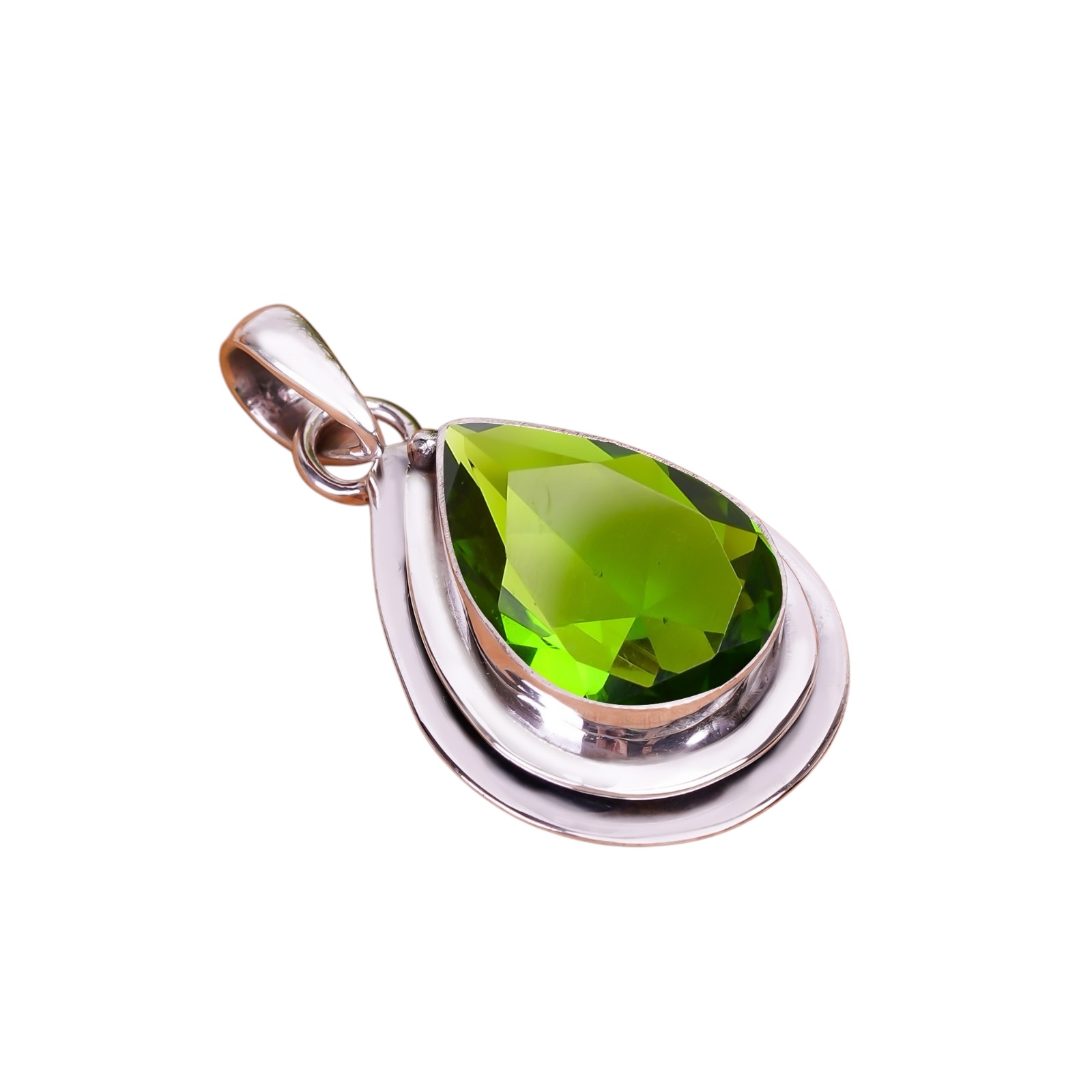 Peridot - Simulated 925 Solid Sterling Silver Pendant