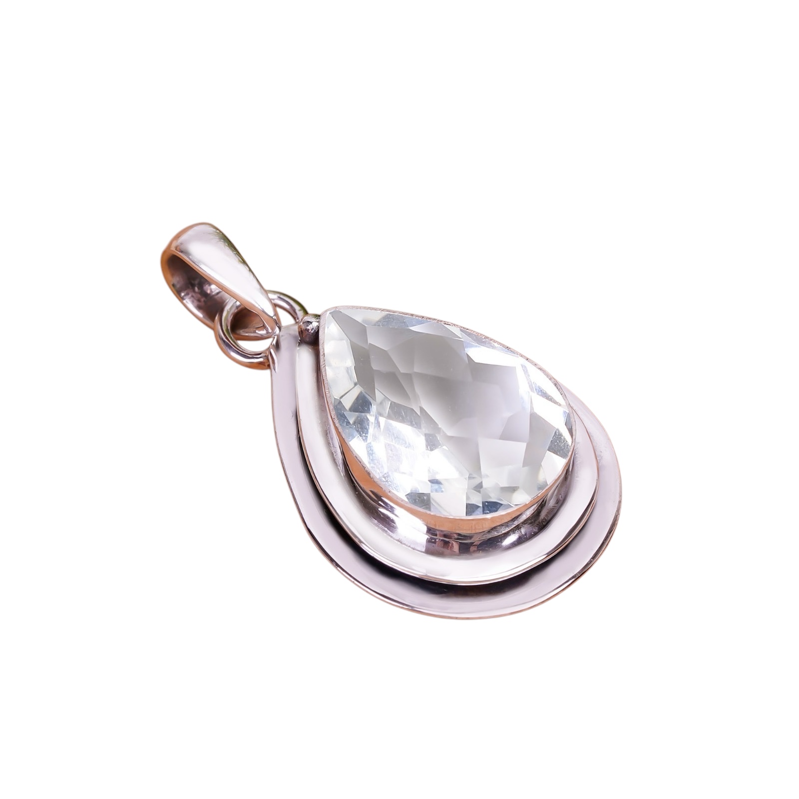 White Topaz - Simulated 925 Solid Sterling Silver Pendant