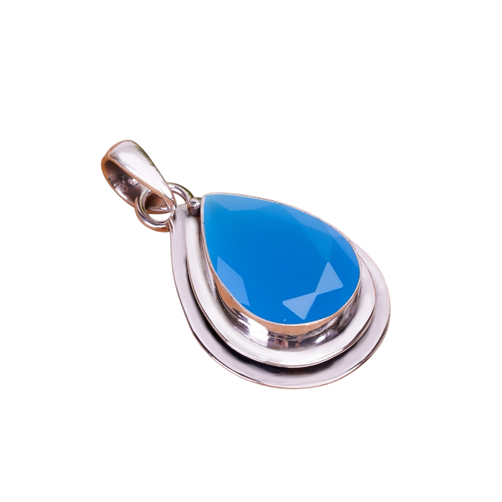 Chalcedony - Simulated 925 Solid Sterling Silver Pendant