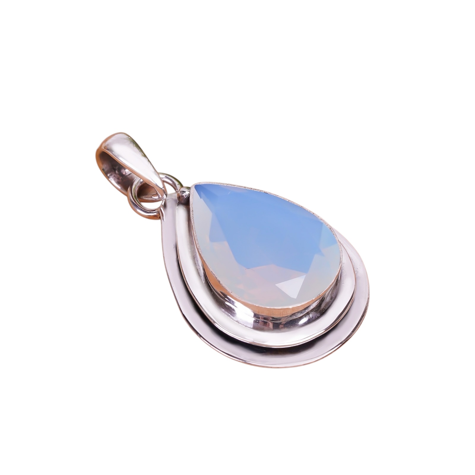 Milky Opal - Simulated 925 Solid Sterling Silver Pendant