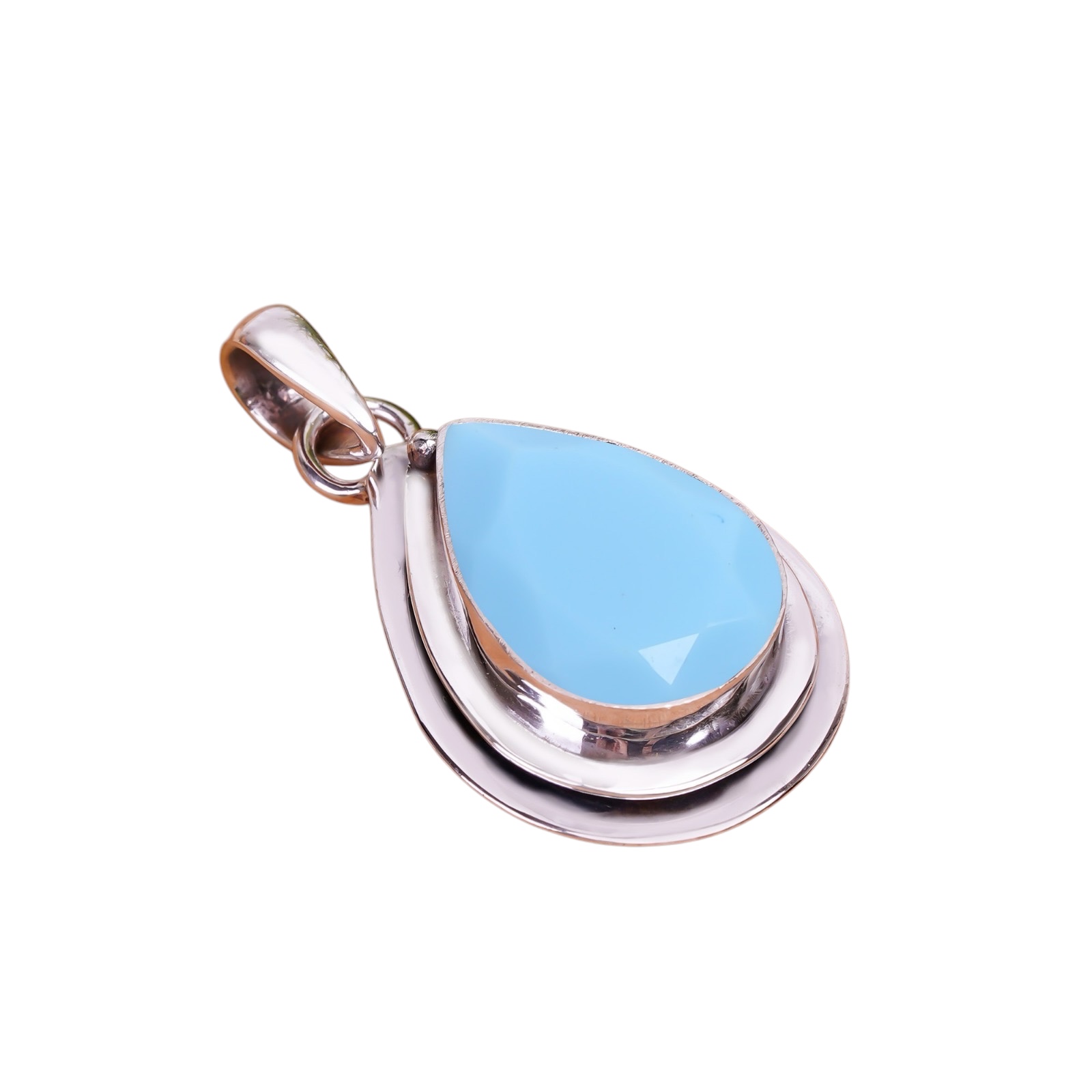 Turquoise - Simulated 925 Solid Sterling Silver Pendant