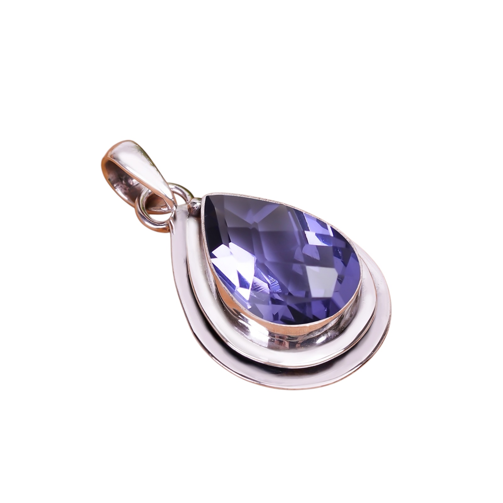 Iolite - Simulated 925 Solid Sterling Silver Pendant