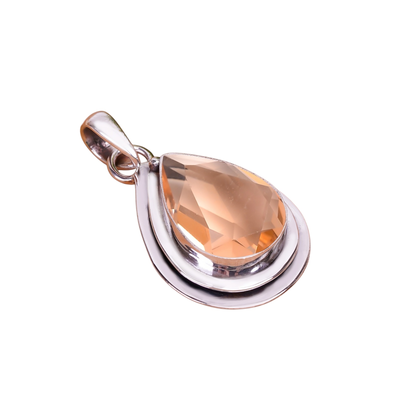 Morganite - Simulated 925 Solid Sterling Silver Pendant
