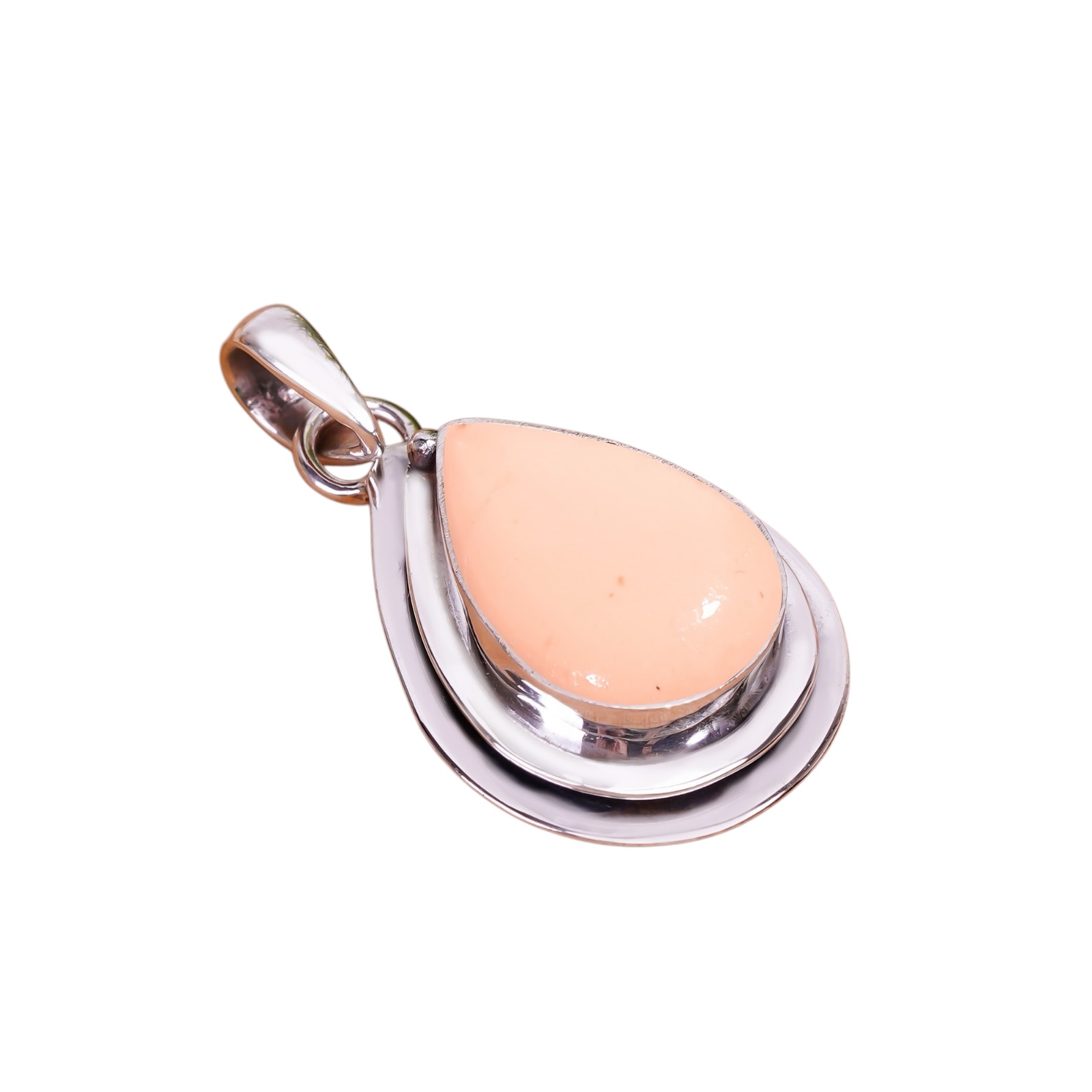 Pink Opal - Simulated 925 Solid Sterling Silver Pendant