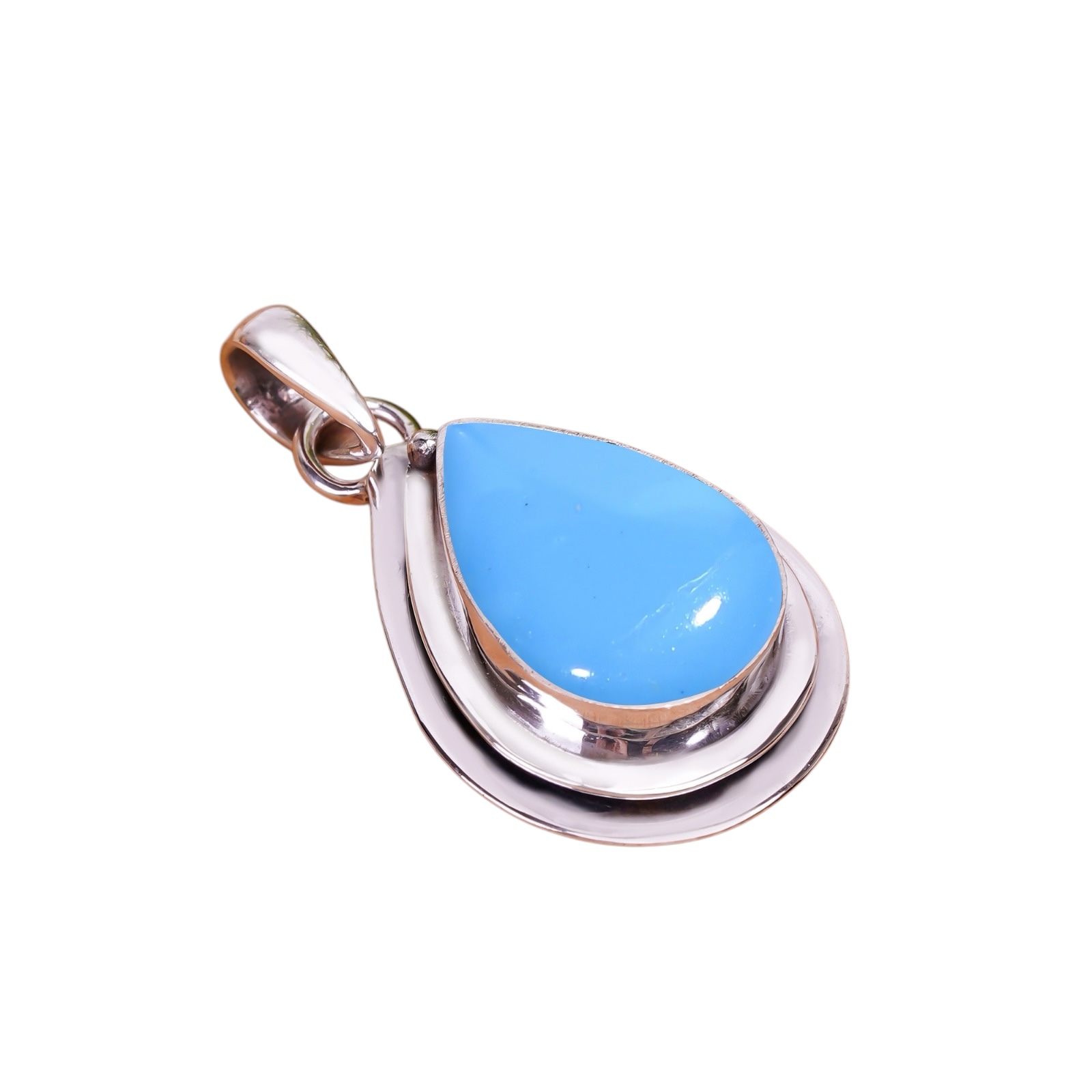 Sleeping Beauty Turquoise - Simulated 925 Solid Sterling Silver Pendant