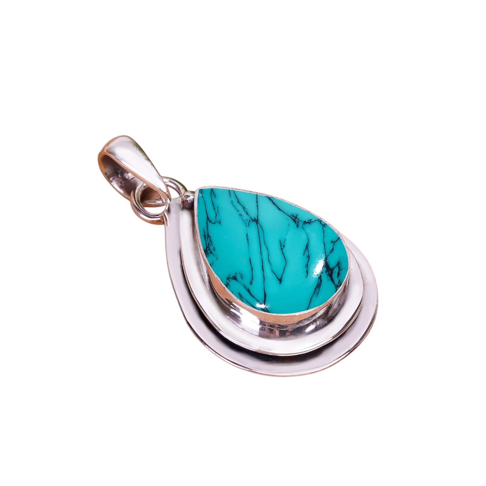 Santa Rosa Turquoise - Simulated 925 Solid Sterling Silver Pendant