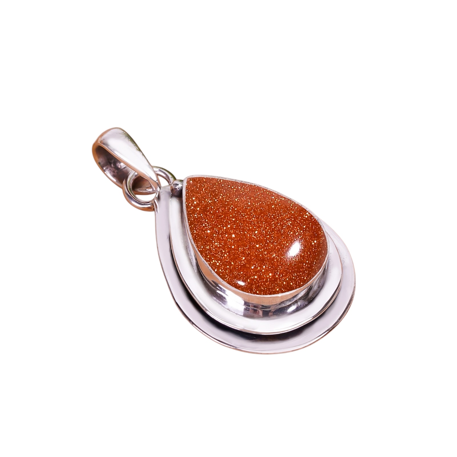 Golden Sunstone - Simulated 925 Solid Sterling Silver Pendant