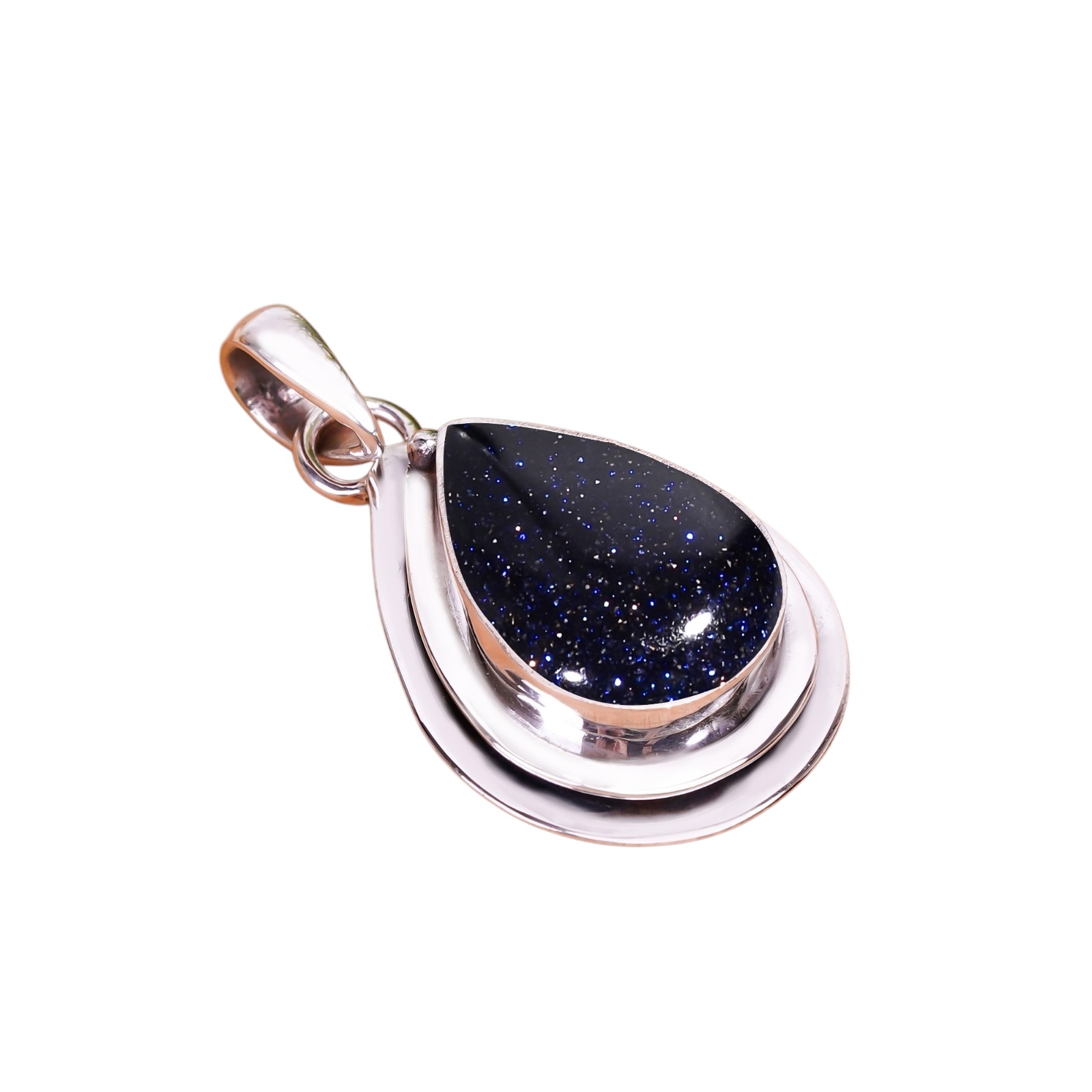 Blue Sunstone - Simulated 925 Solid Sterling Silver Pendant