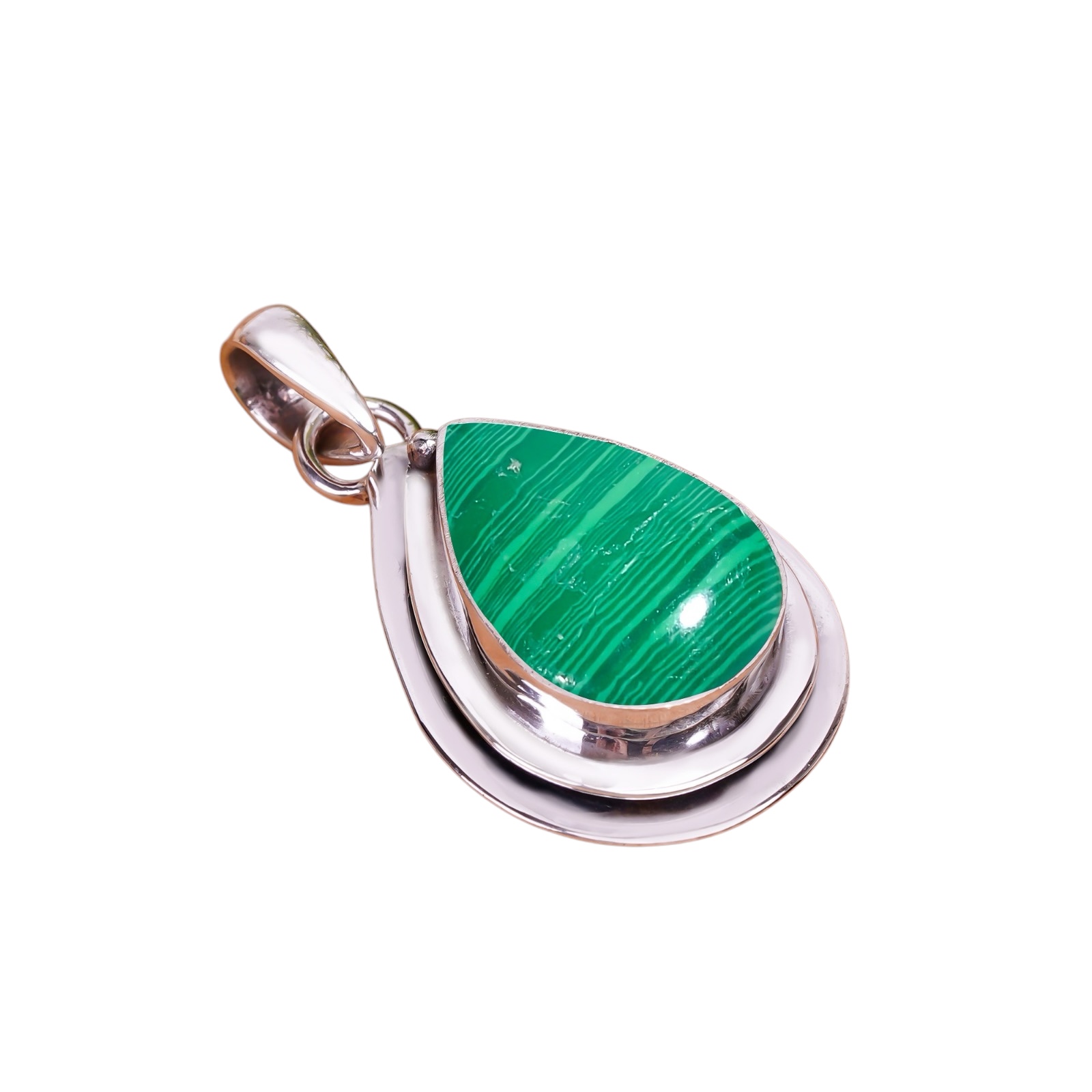Malachite - Simulated 925 Solid Sterling Silver Pendant