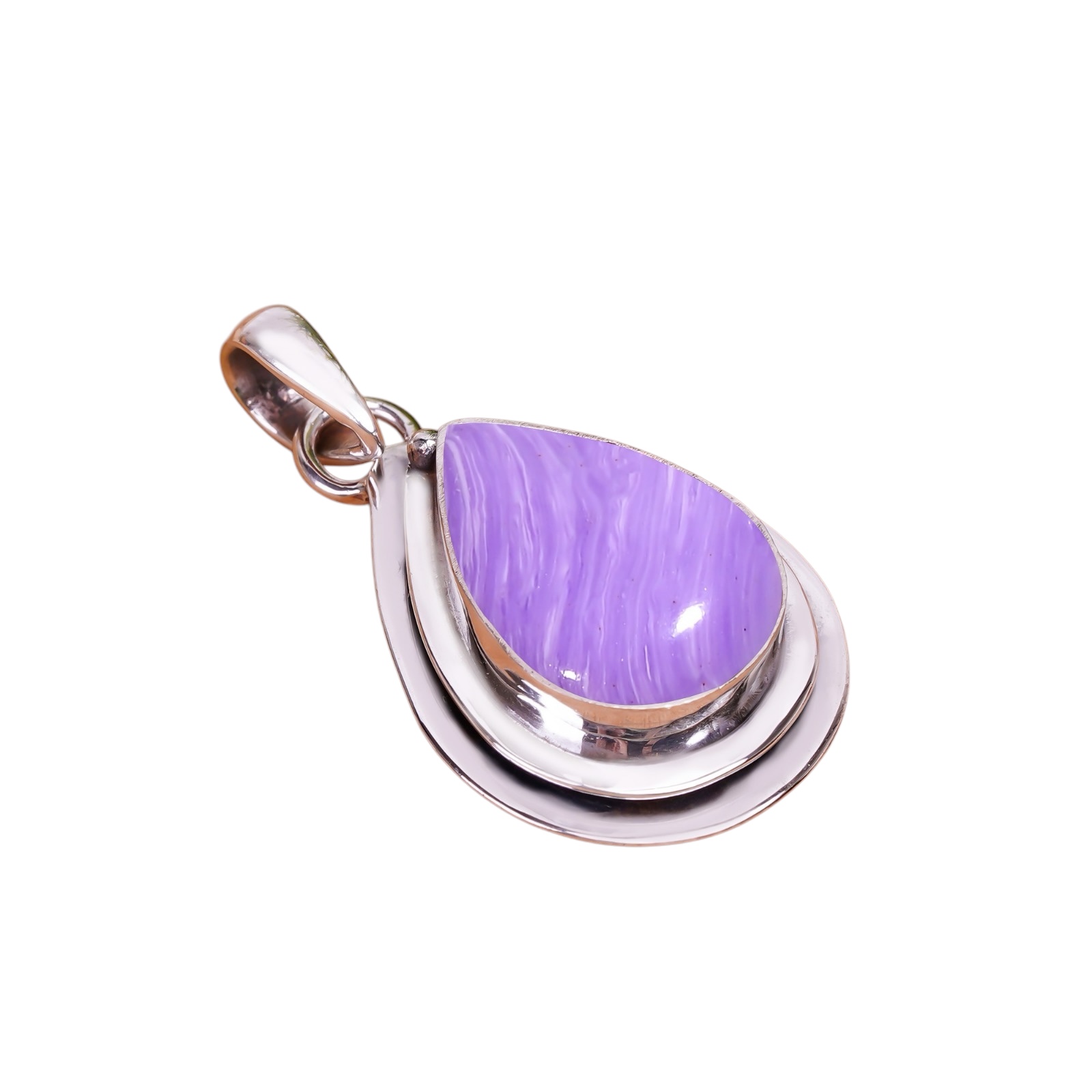 Purple Charoite - Simulated 925 Solid Sterling Silver Pendant