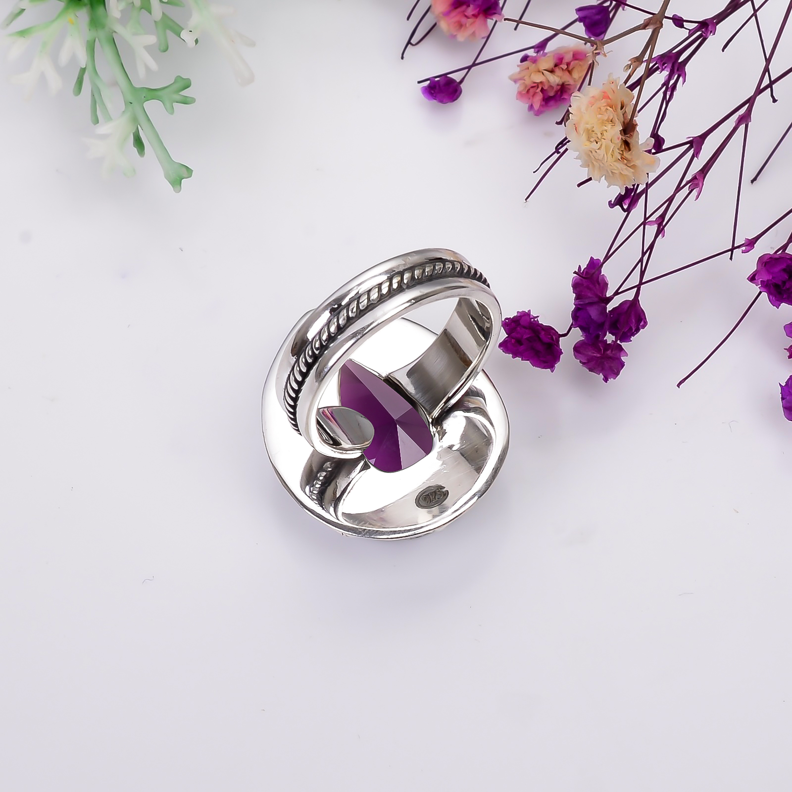 Purple Amethyst - Simulated 925 Sterling Silver Ring