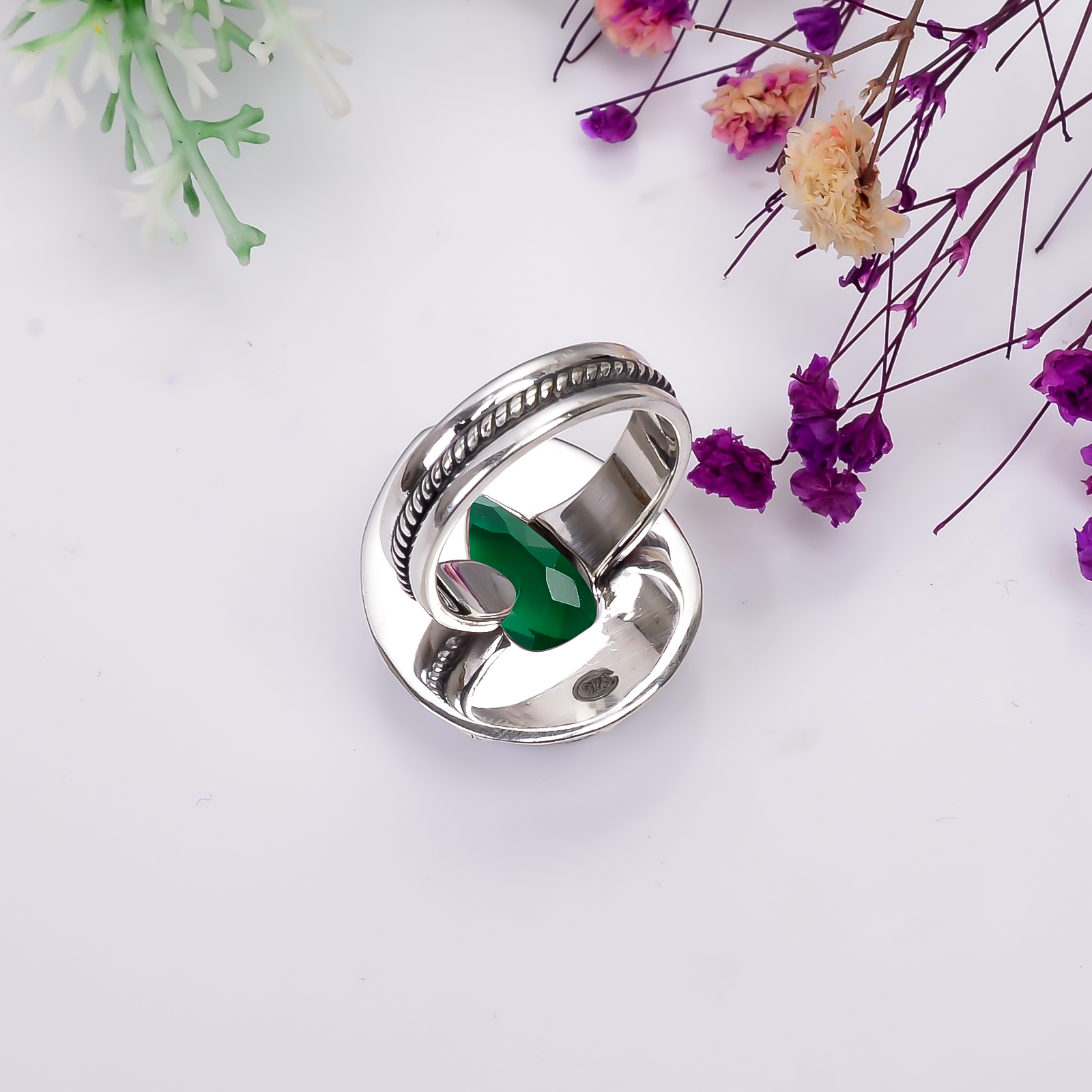 Chrome Diopside - Simulated 925 Sterling Silver Ring