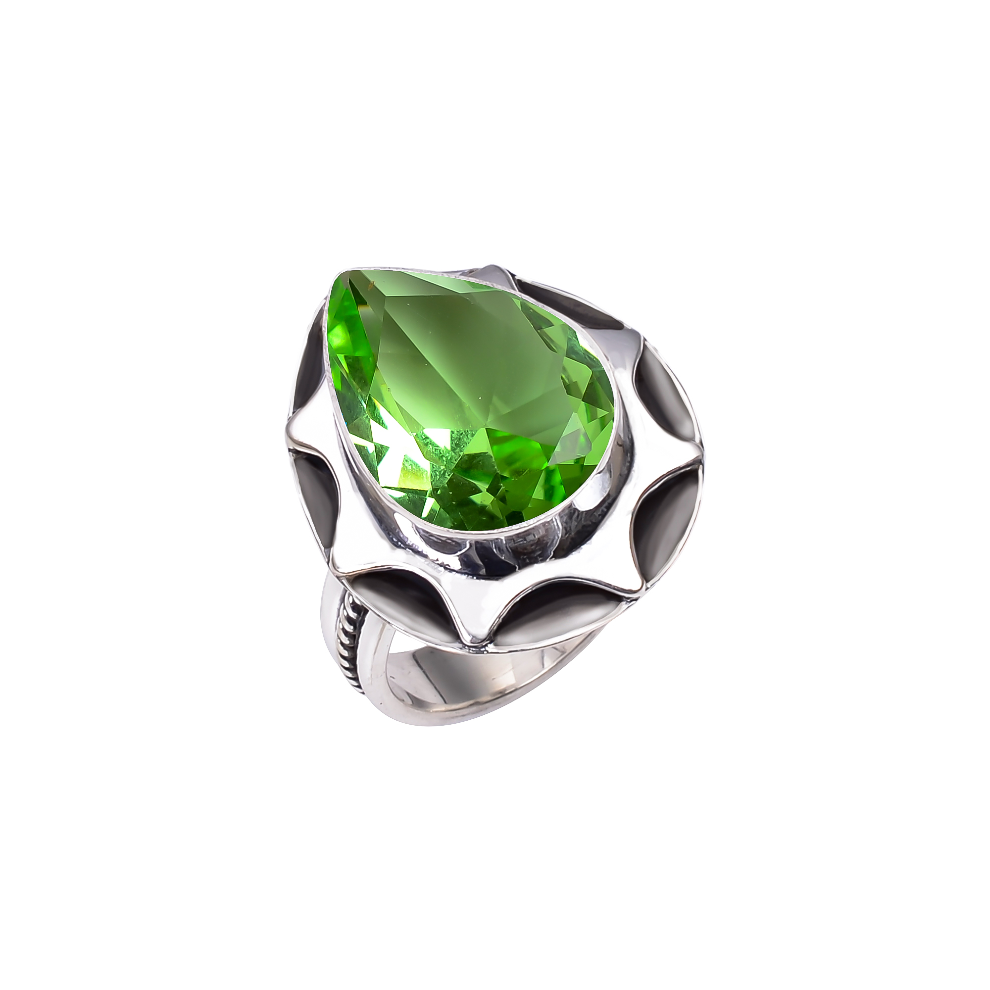 Green Amethyst - Simulated 925 Sterling Silver Ring