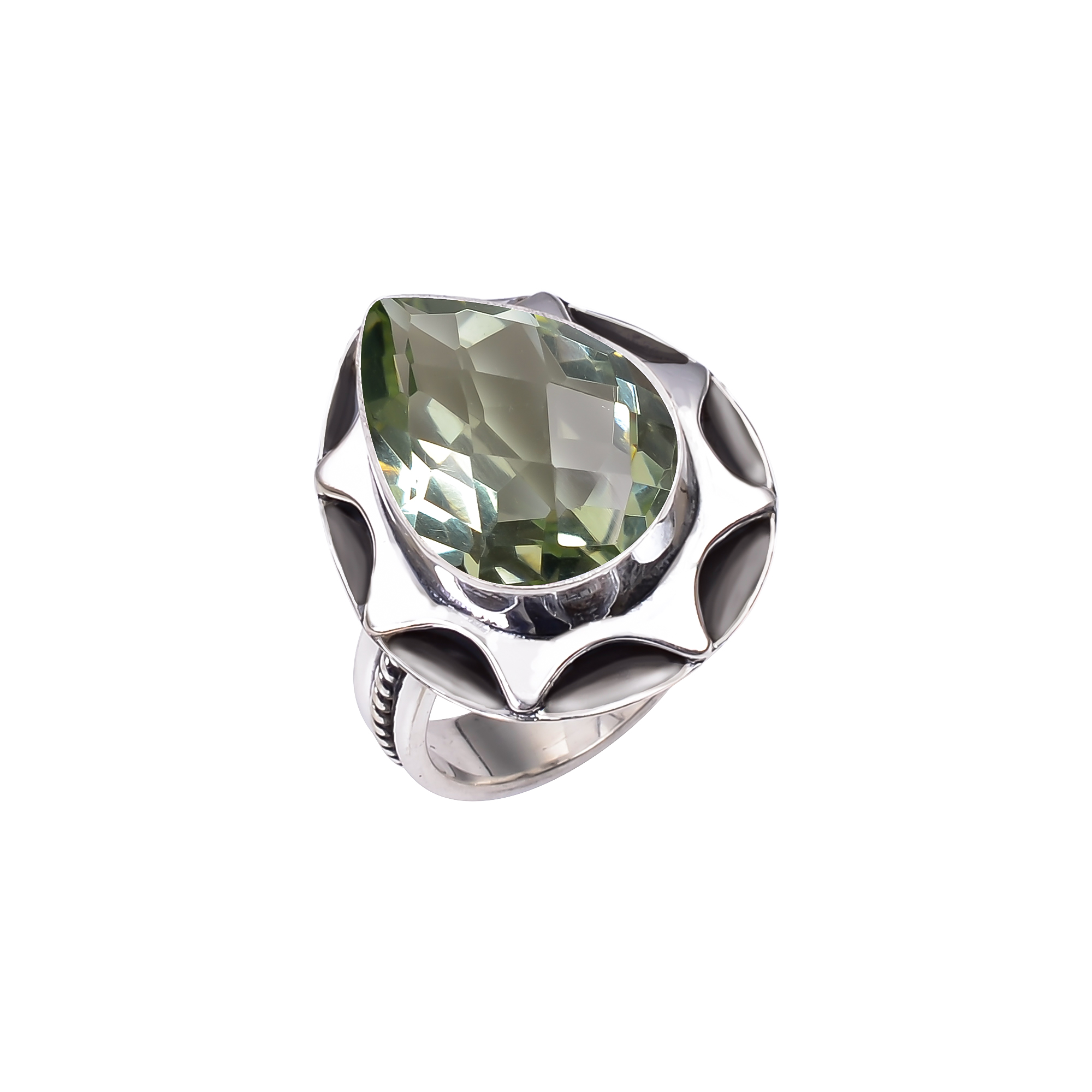 Green Amethyst - Simulated 925 Sterling Silver Ring