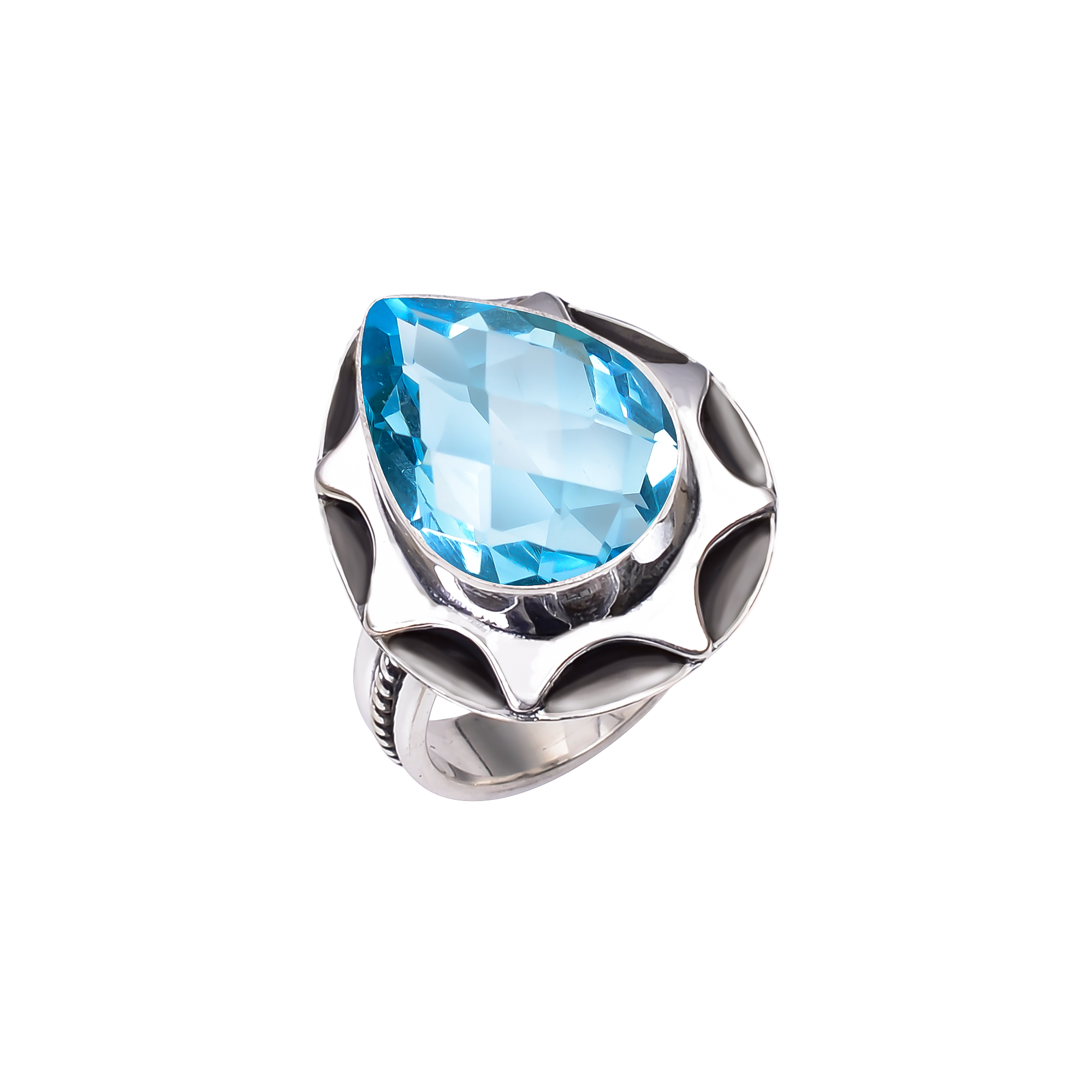 Blue Topaz - Simulated 925 Sterling Silver Ring