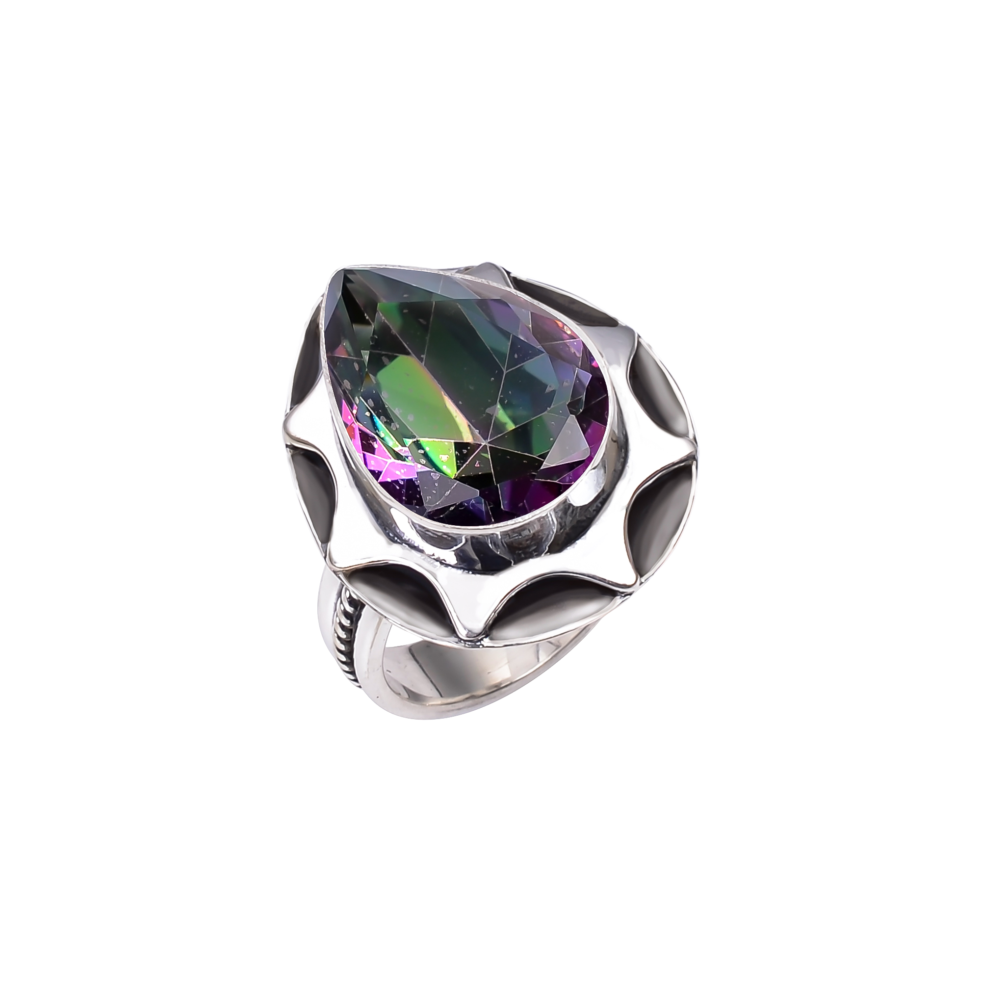 Rainbow Mystic Fire Topaz - Simulated 925 Sterling Silver Ring