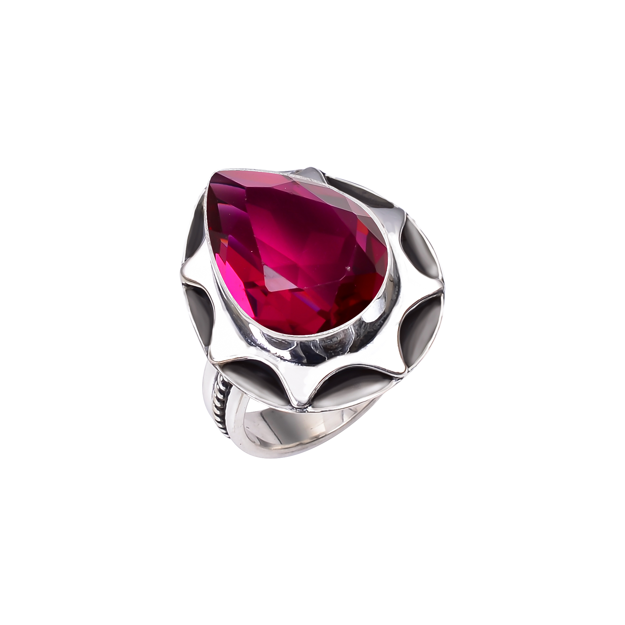 Pink Rubellite Tourmaline - Simulated 925 Sterling Silver Ring