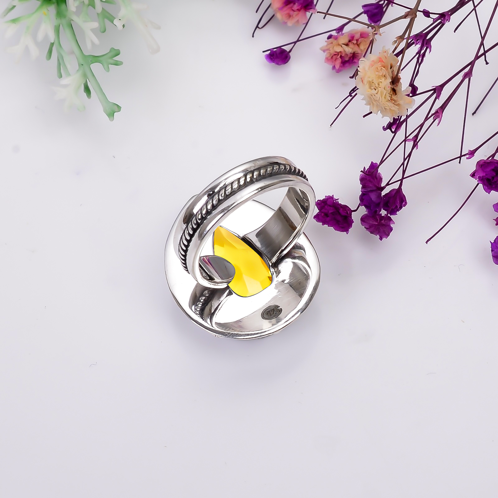 Yellow Sapphire  - Simulated 925 Sterling Silver Ring