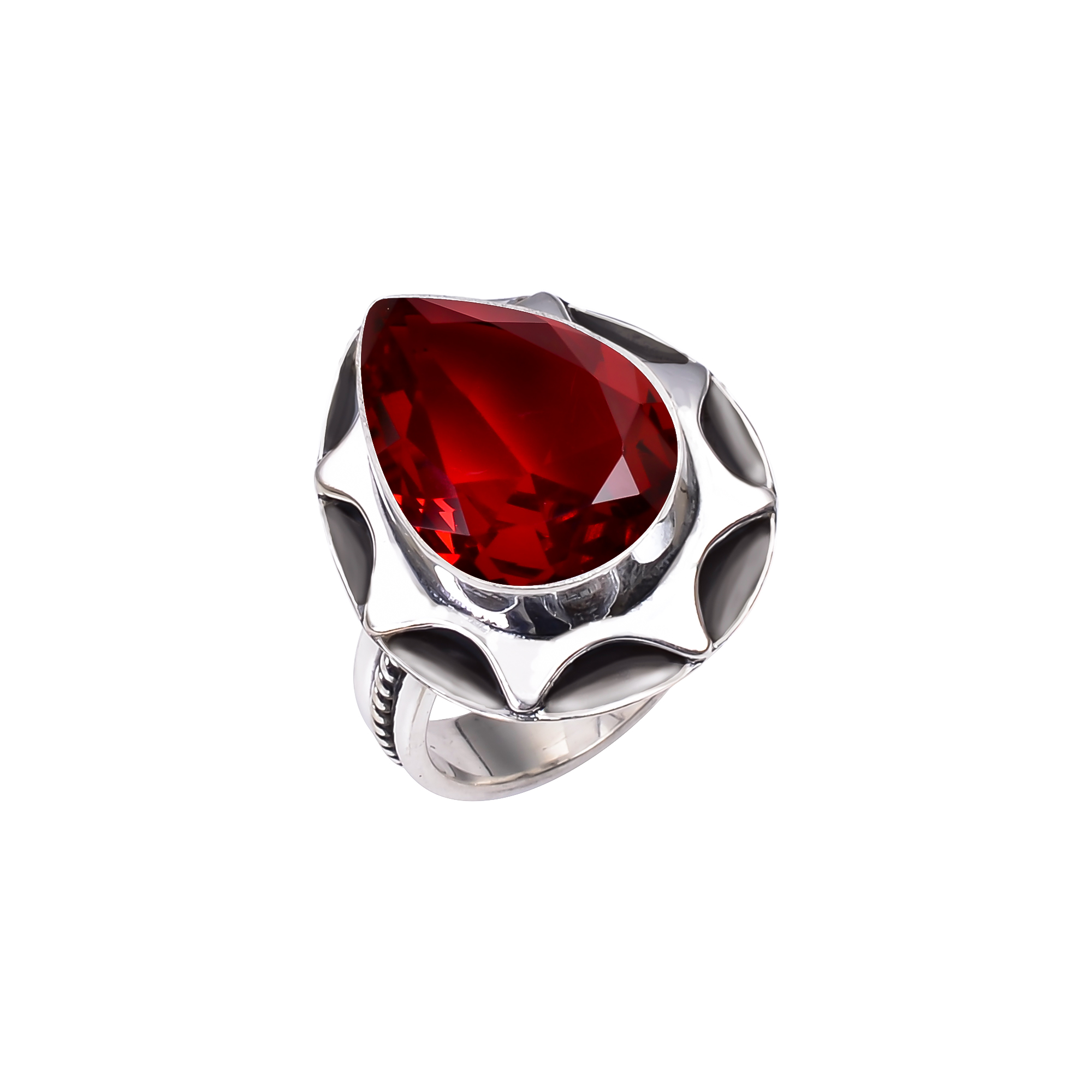 Red Garnet - Simulated 925 Sterling Silver Ring