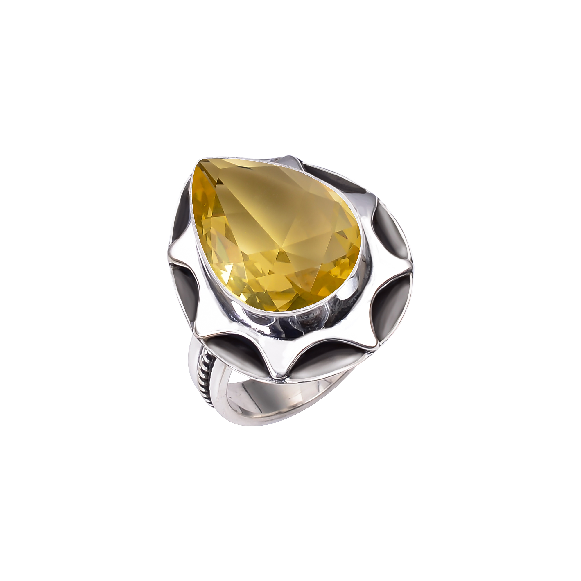 Lemon Quartz - Simulated 925 Sterling Silver Ring