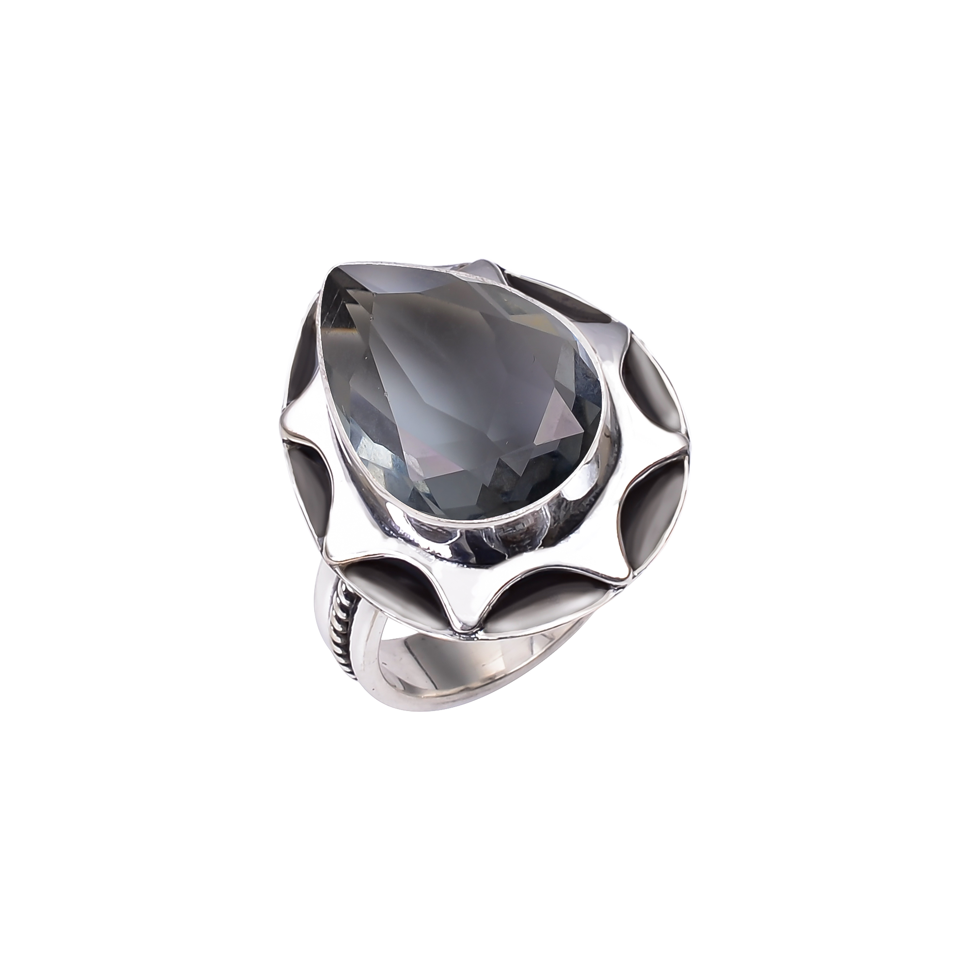 Black Tourmaline - Simulated 925 Sterling Silver Ring