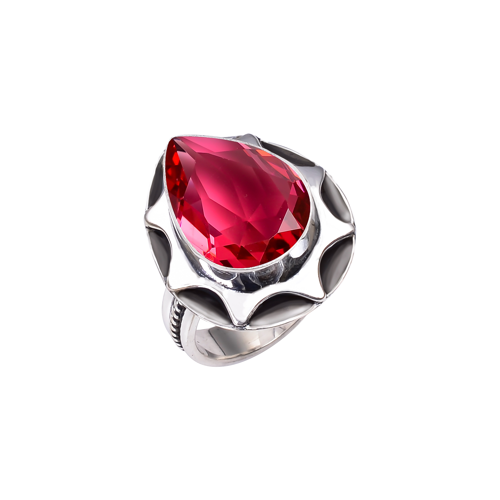 Pink Rubellite Tourmaline - Simulated 925 Sterling Silver Ring