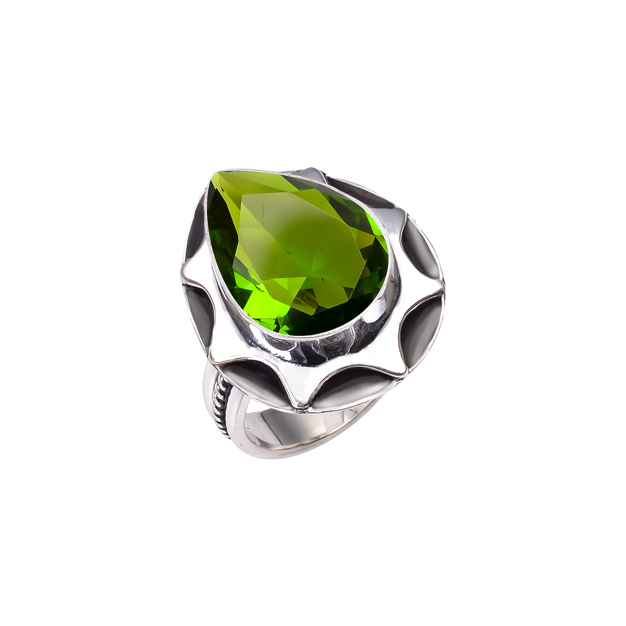 Peridot - Simulated 925 Sterling Silver Ring