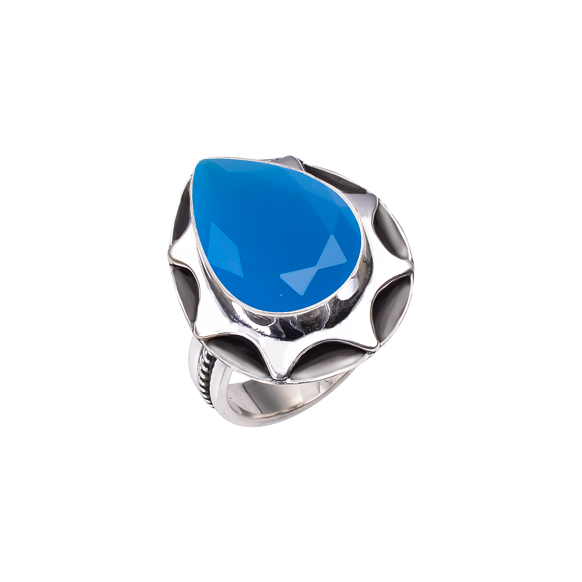 Blue Chalcedony - Simulated 925 Sterling Silver Ring