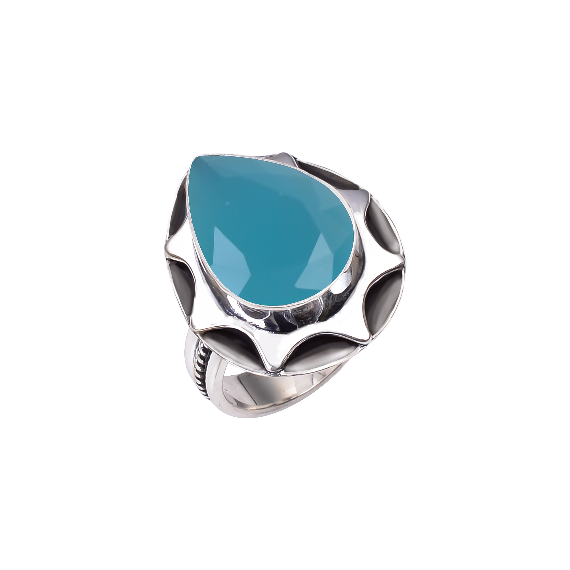 Aqua Blue Chalcedony - Simulated 925 Sterling Silver Ring
