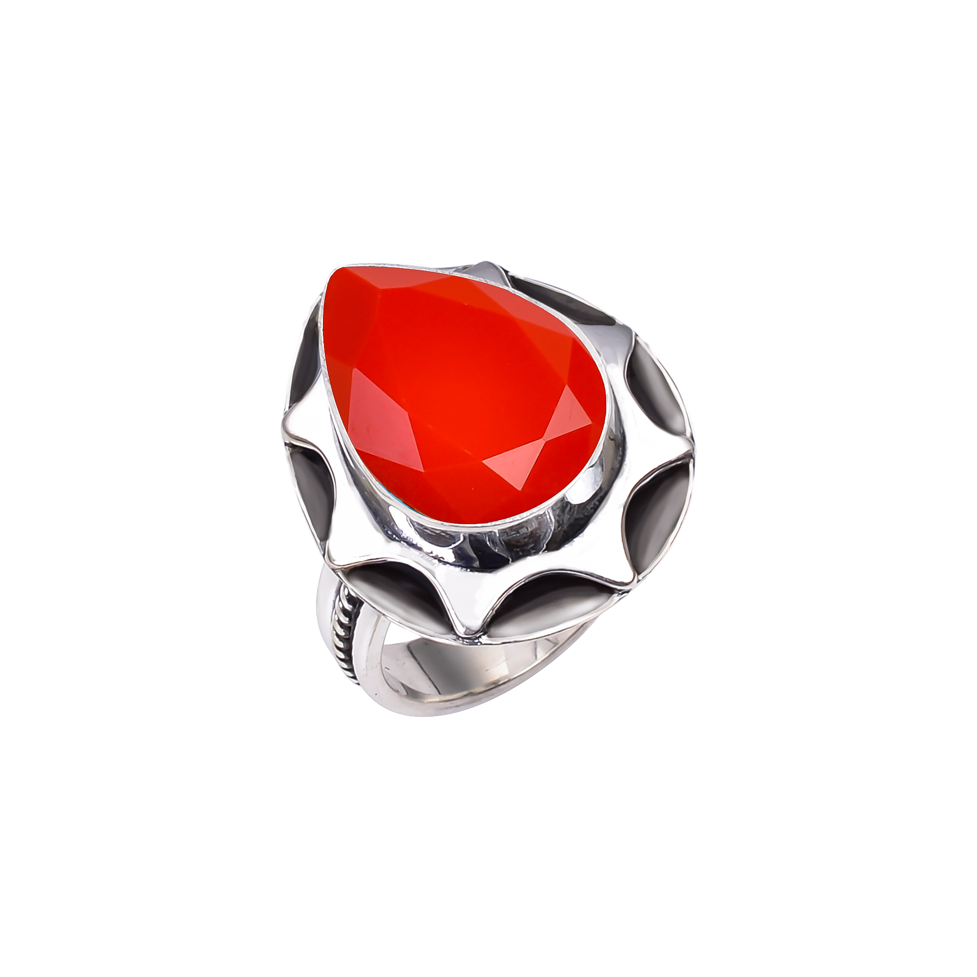 Red Coral - Simulated 925 Sterling Silver Ring