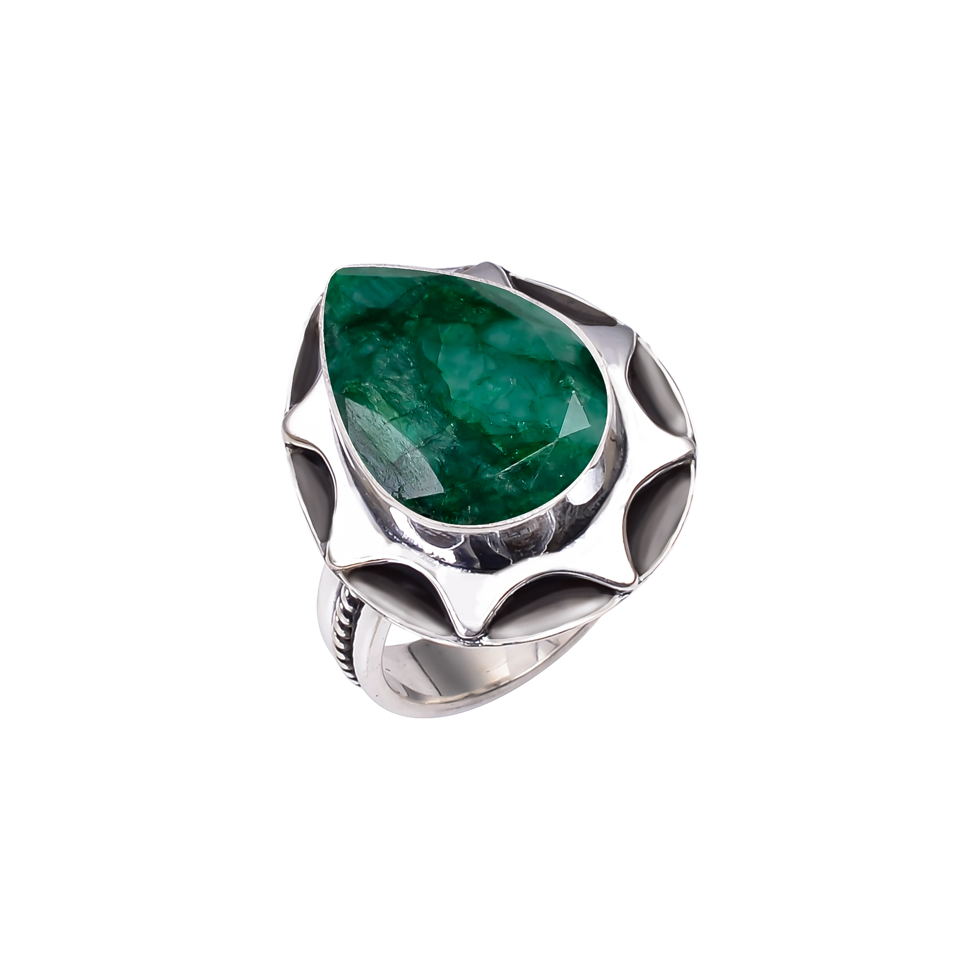 Emerlad - Dyed Quartz 925 Sterling Silver Ring