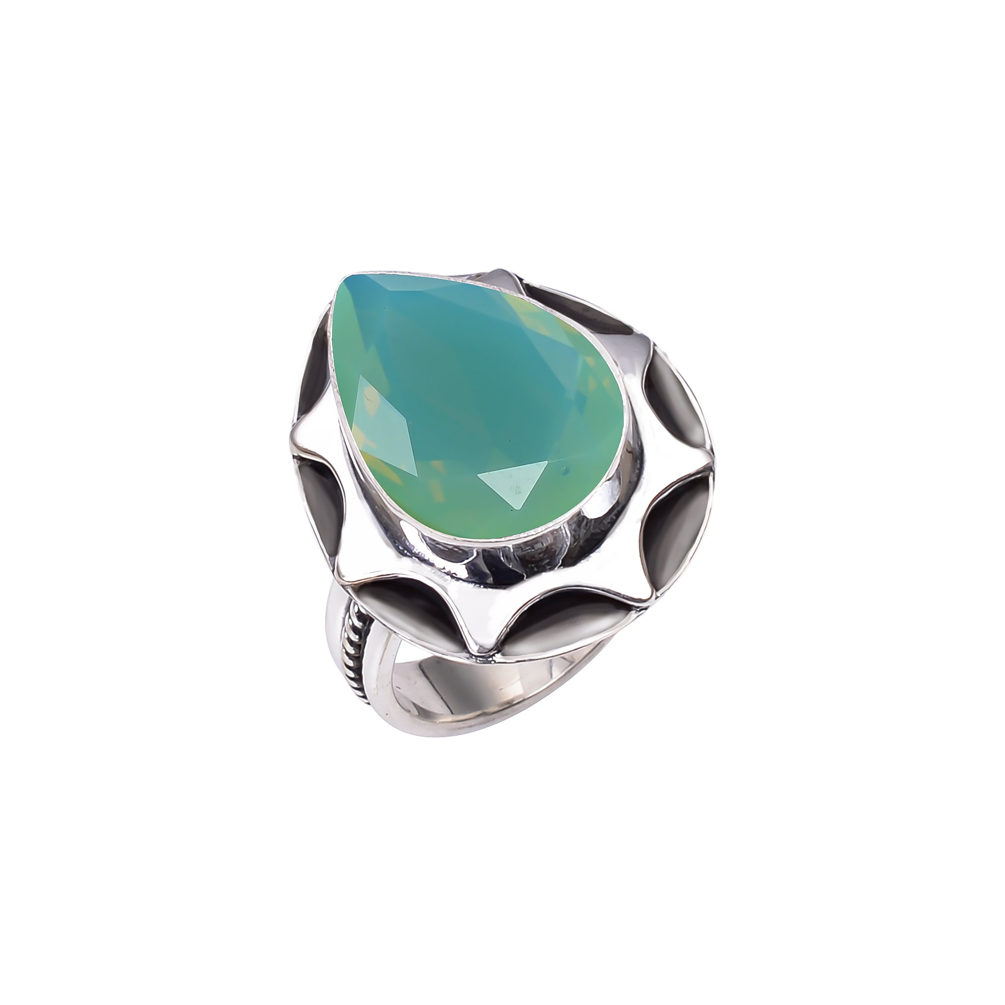Green Milky Opal - Simulated 925 Sterling Silver Ring
