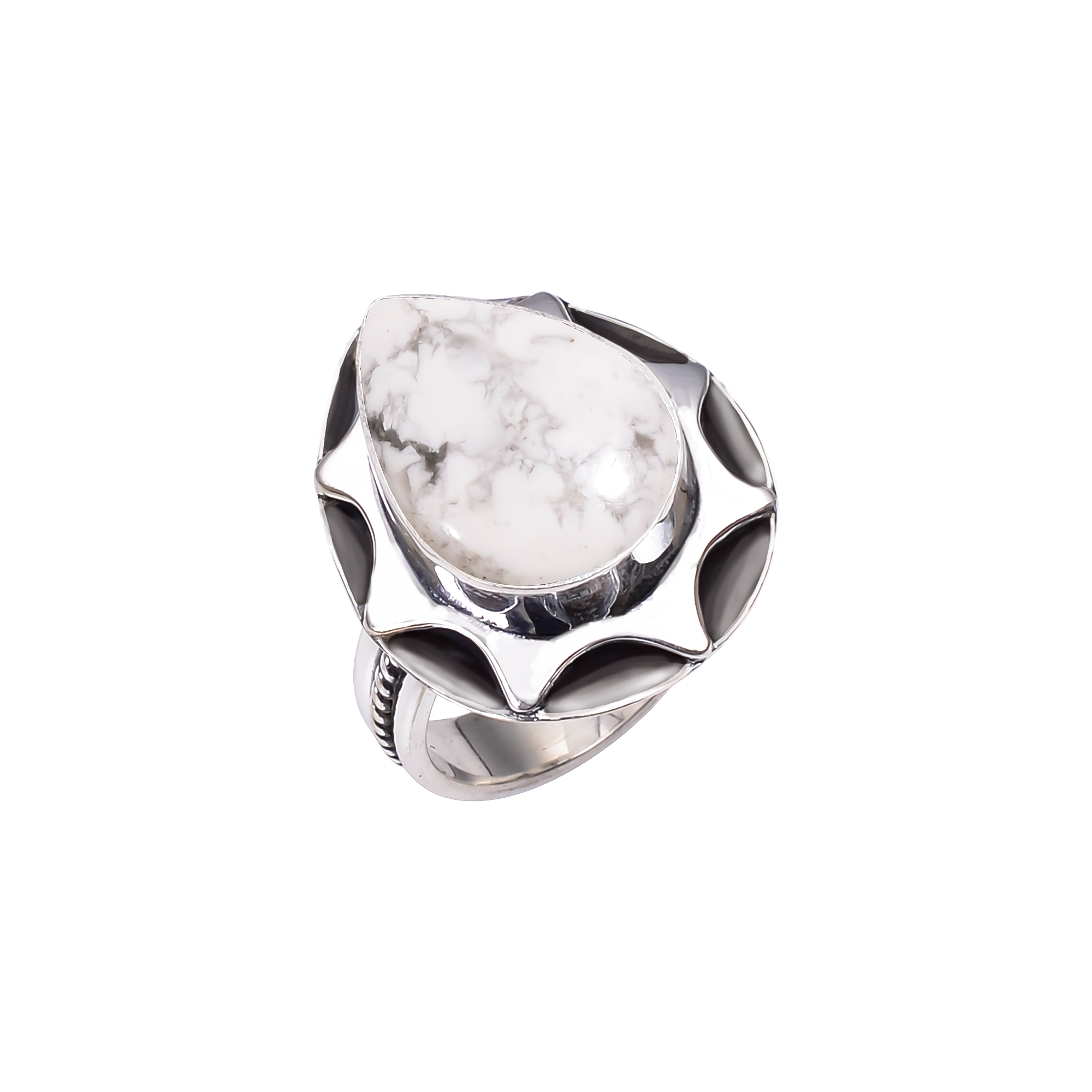Natural White Howlite - United States 925 Sterling Silver Ring