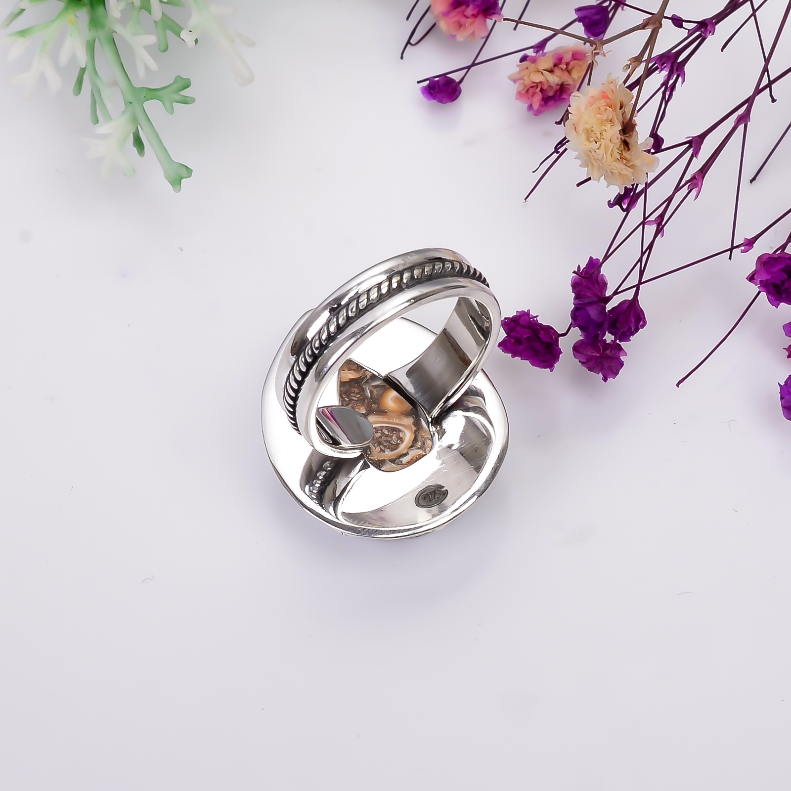 Turritella Agate - Wyoming 925 Solid Sterling Silver Ring