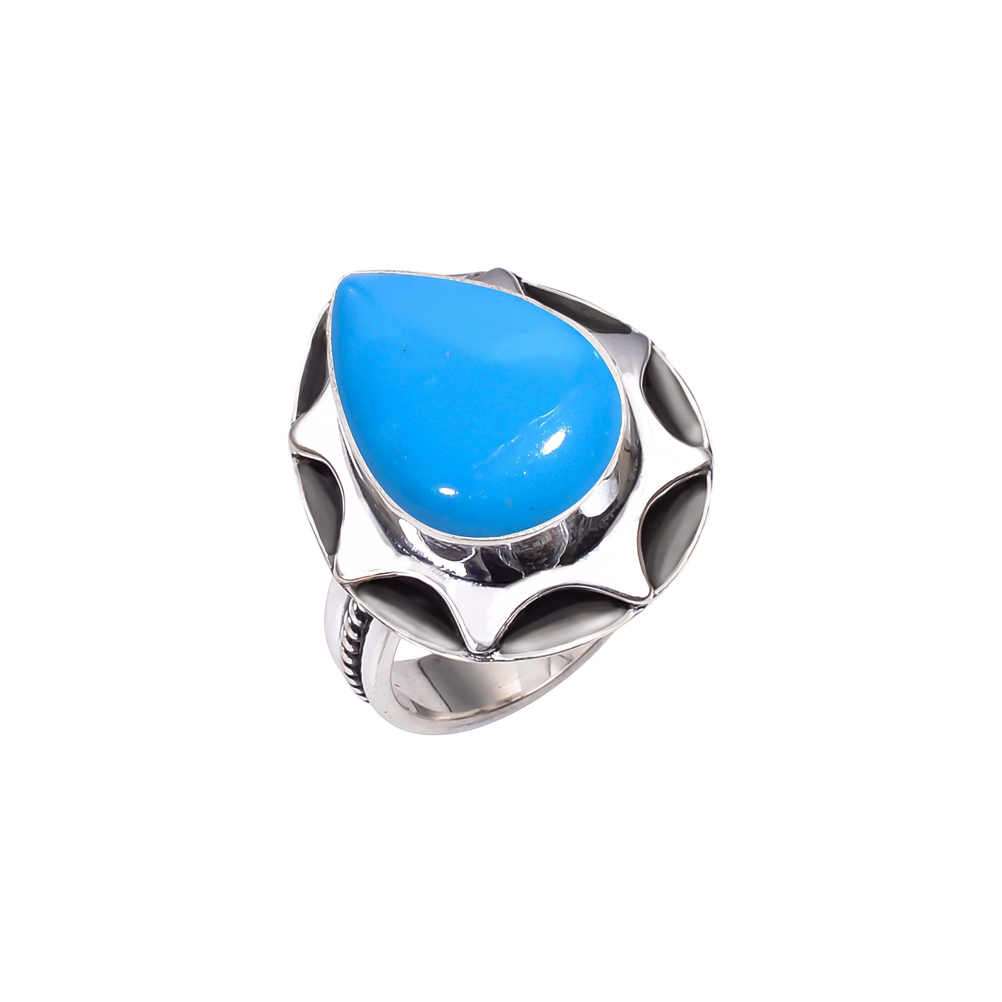 Sleeping Beauty Turquoise - Simulated 925 Solid Sterling Silver Ring