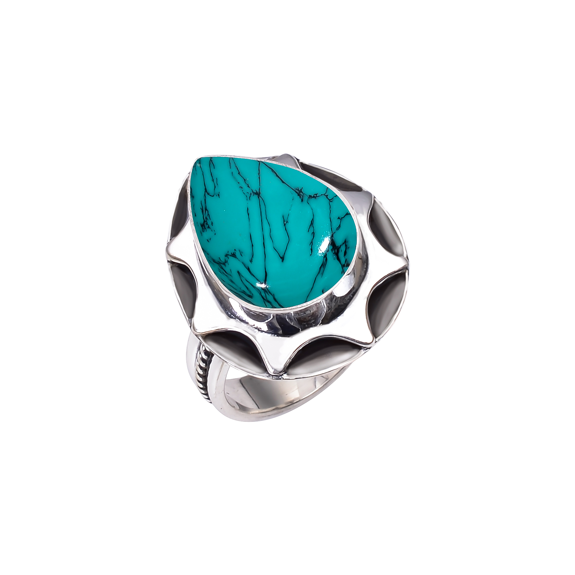 Santa Rosa Turquoise - Simulated 925 Solid Sterling Silver Ring