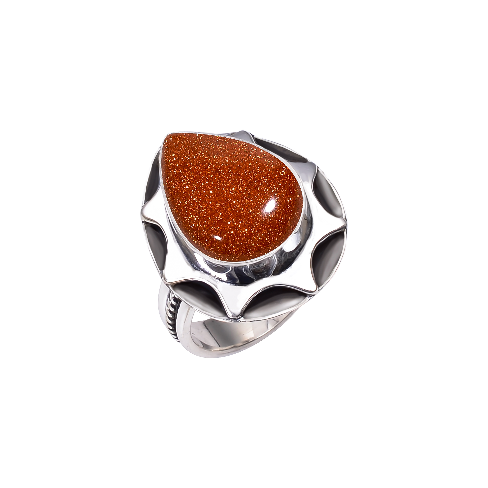 Golden Sunstone - Simulated 925 Solid Sterling Silver Ring