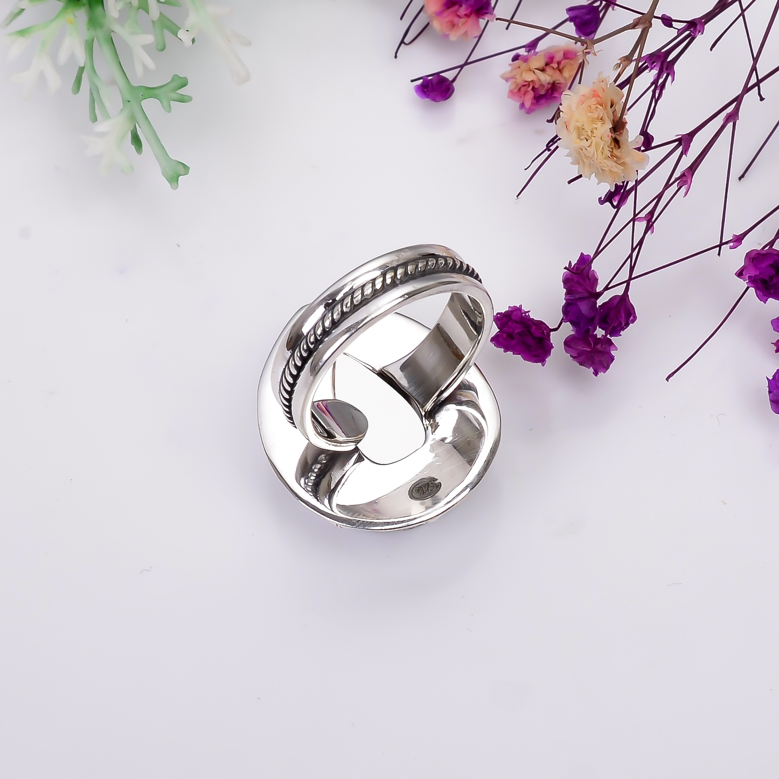 White Coral - Simulated 925 Solid Sterling Silver Ring