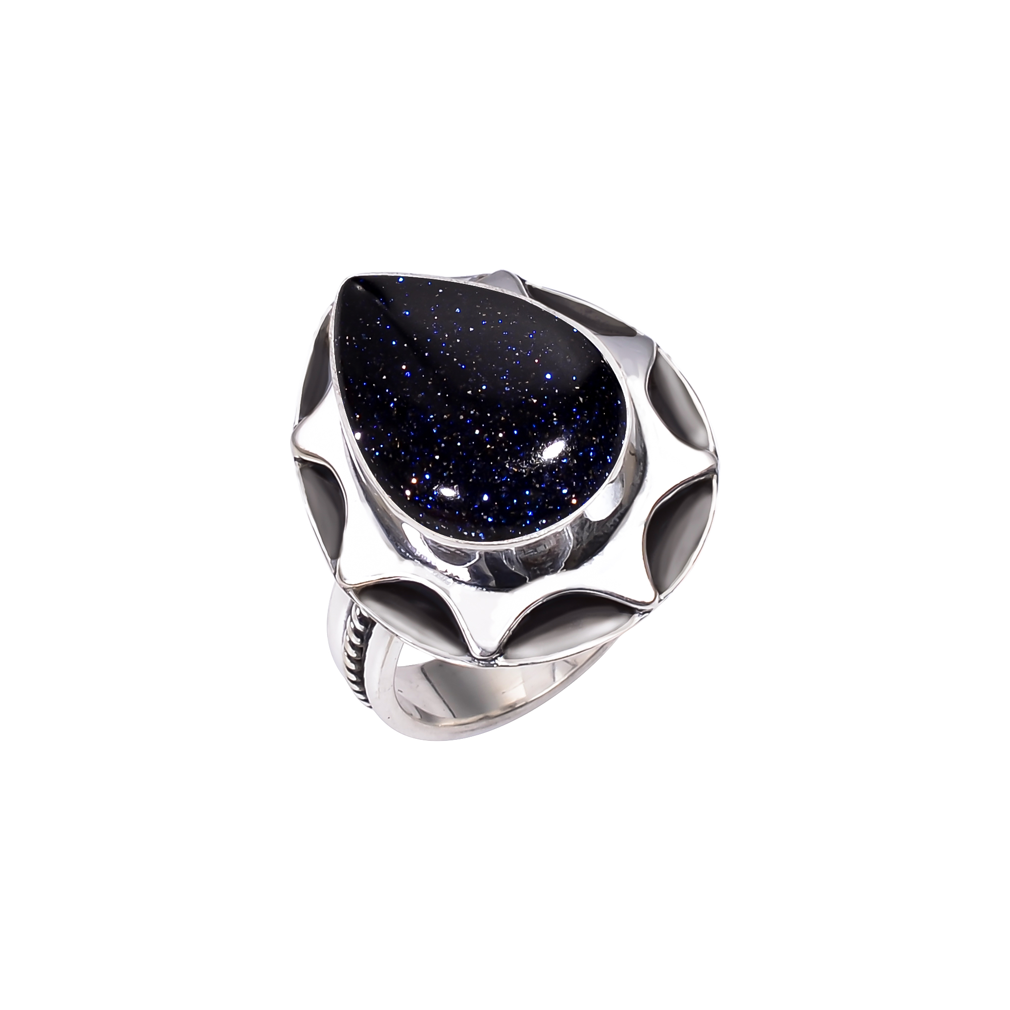 Blue Sunstone - Simulated 925 Solid Sterling Silver Ring