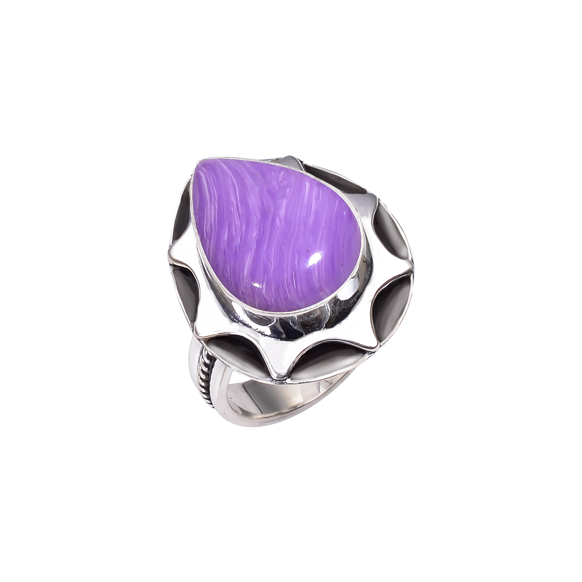 Purple Charoite - Simulated 925 Solid Sterling Silver Ring