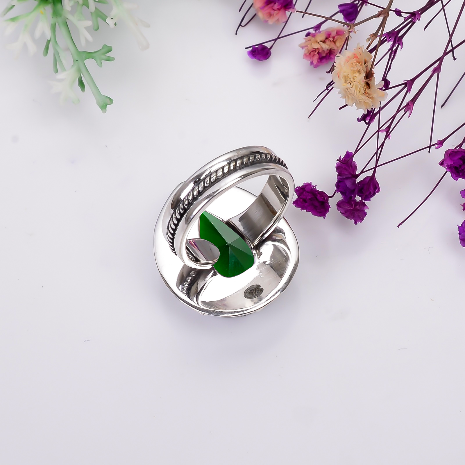 Chrome Diopside - Simulated 925 Sterling Silver Ring