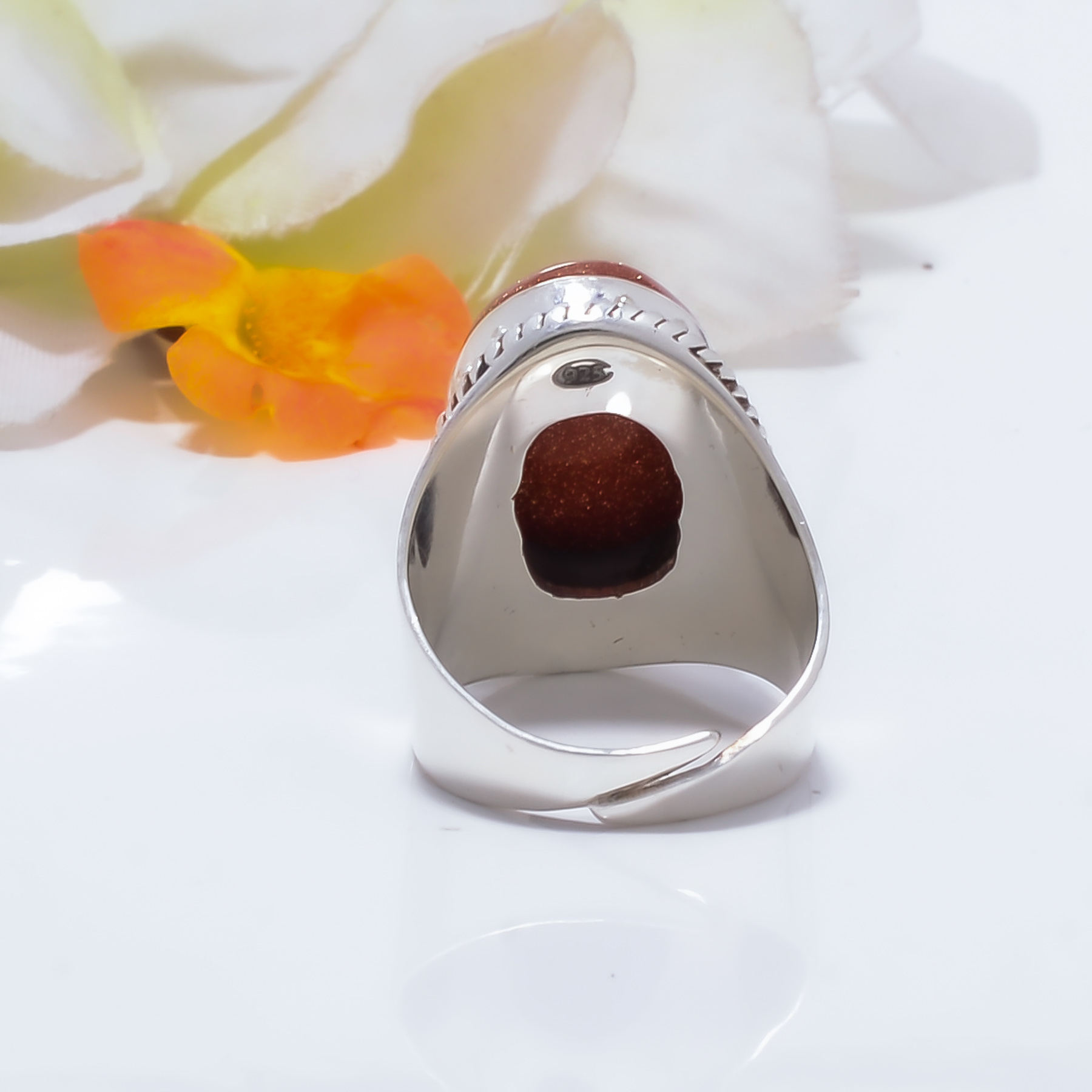 Golden Sunstone - Simulated Gemstone 925 Sterling Silver Ring